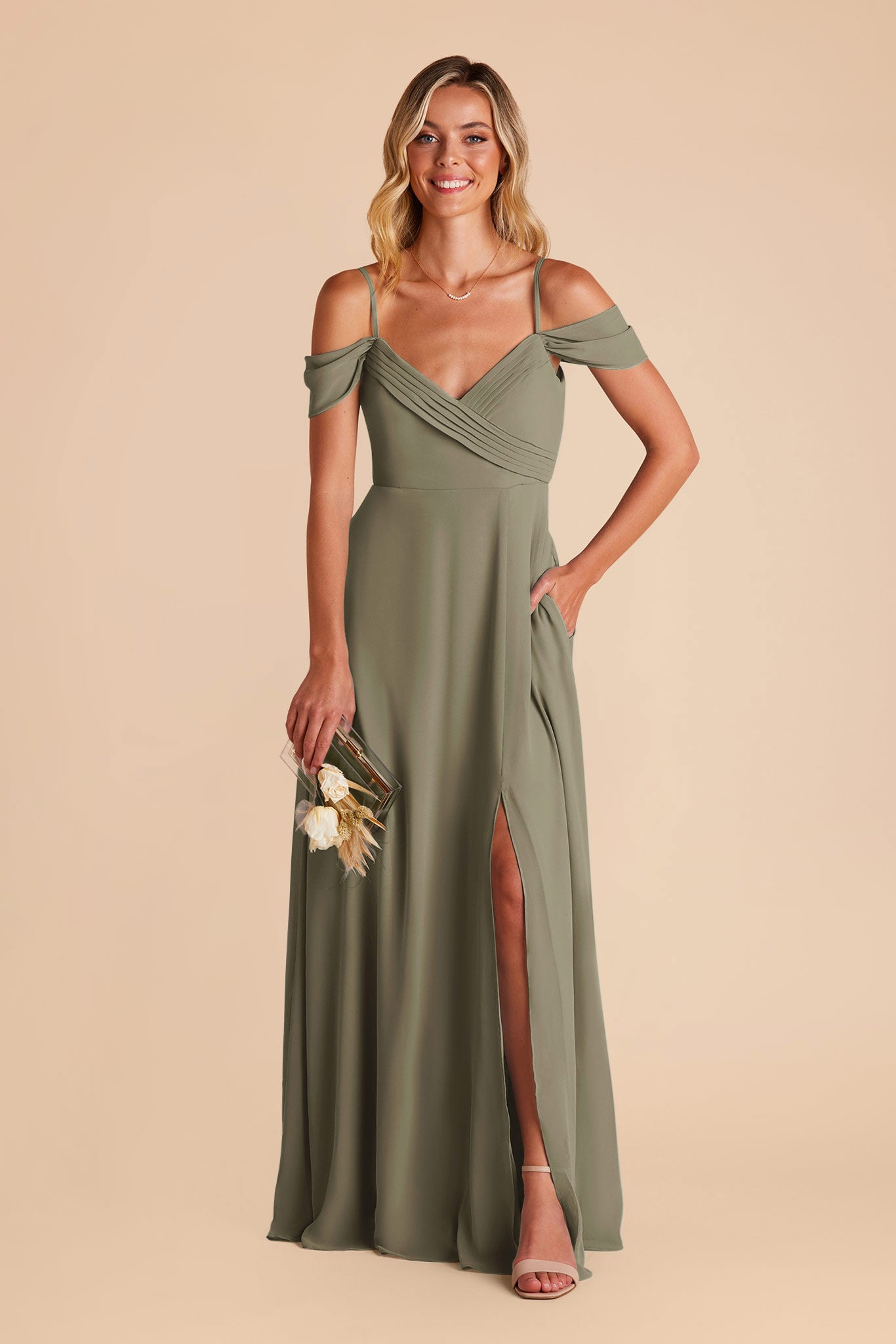 Thyme Spence Chiffon Dress with Slit by Birdy Grey