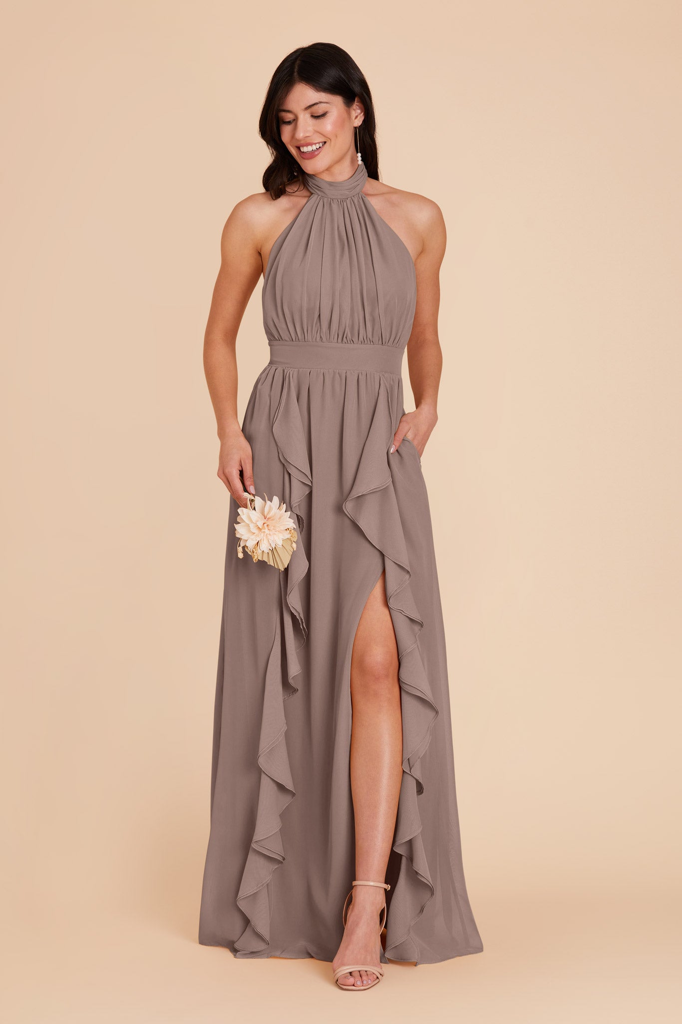 Toffee Joyce Chiffon Dress by Birdy Grey