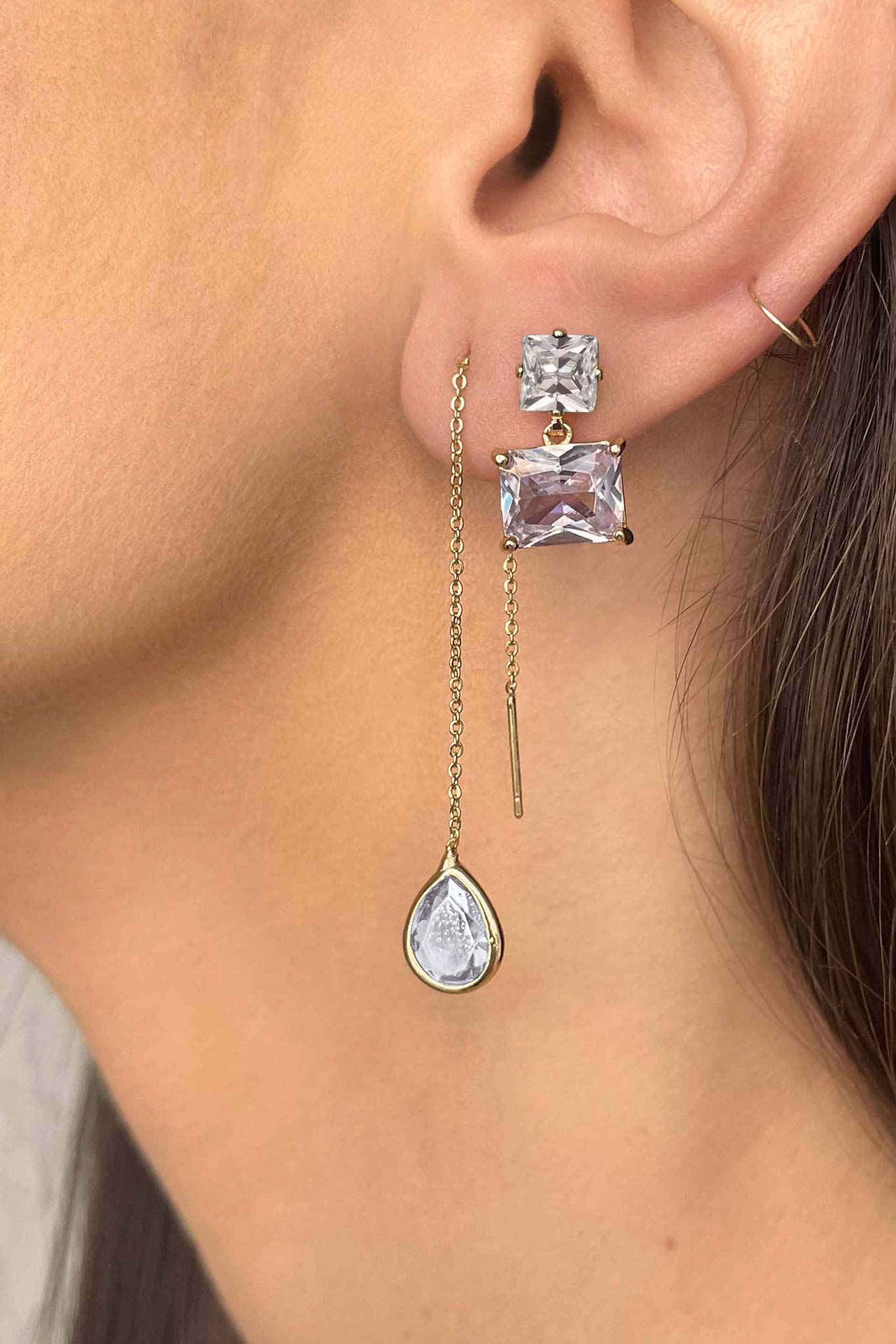 Clear Crystal Valencia Crystal Drop Earrings by Birdy Grey