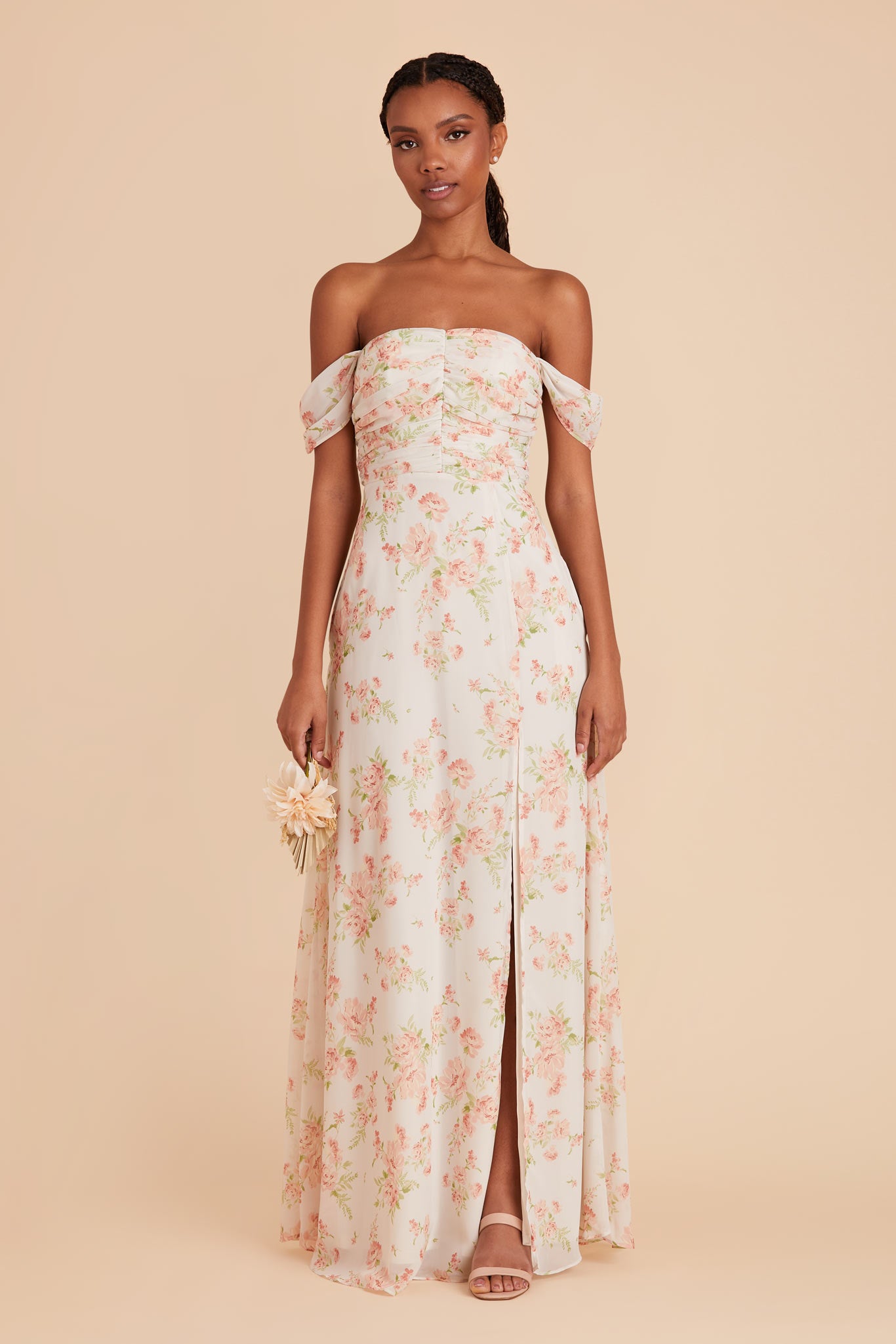 Cara Whimsical Blooms Strapless Convertible Bridesmaid Dress Birdy Grey