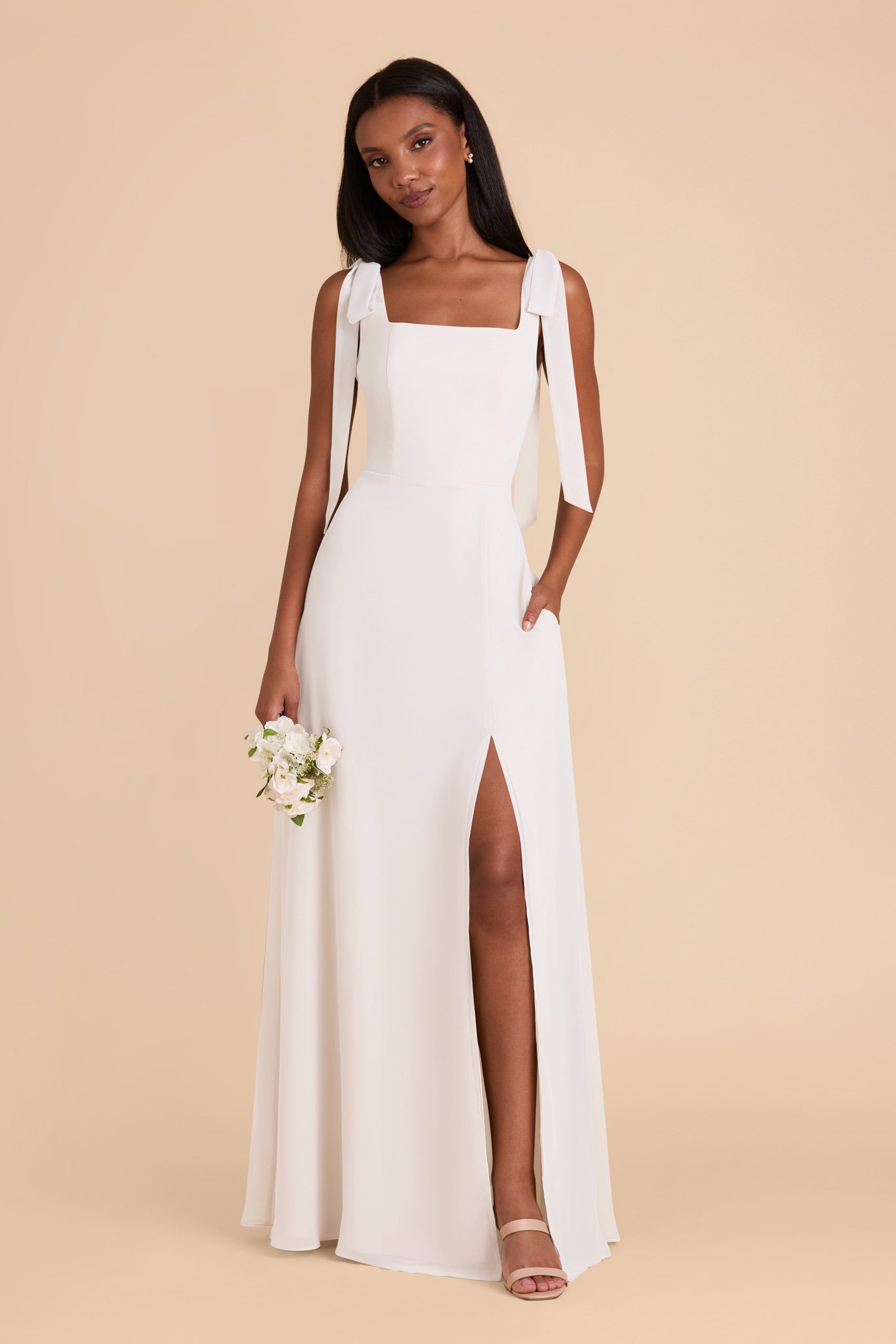 White Alex Convertible Chiffon Dress by Birdy Grey