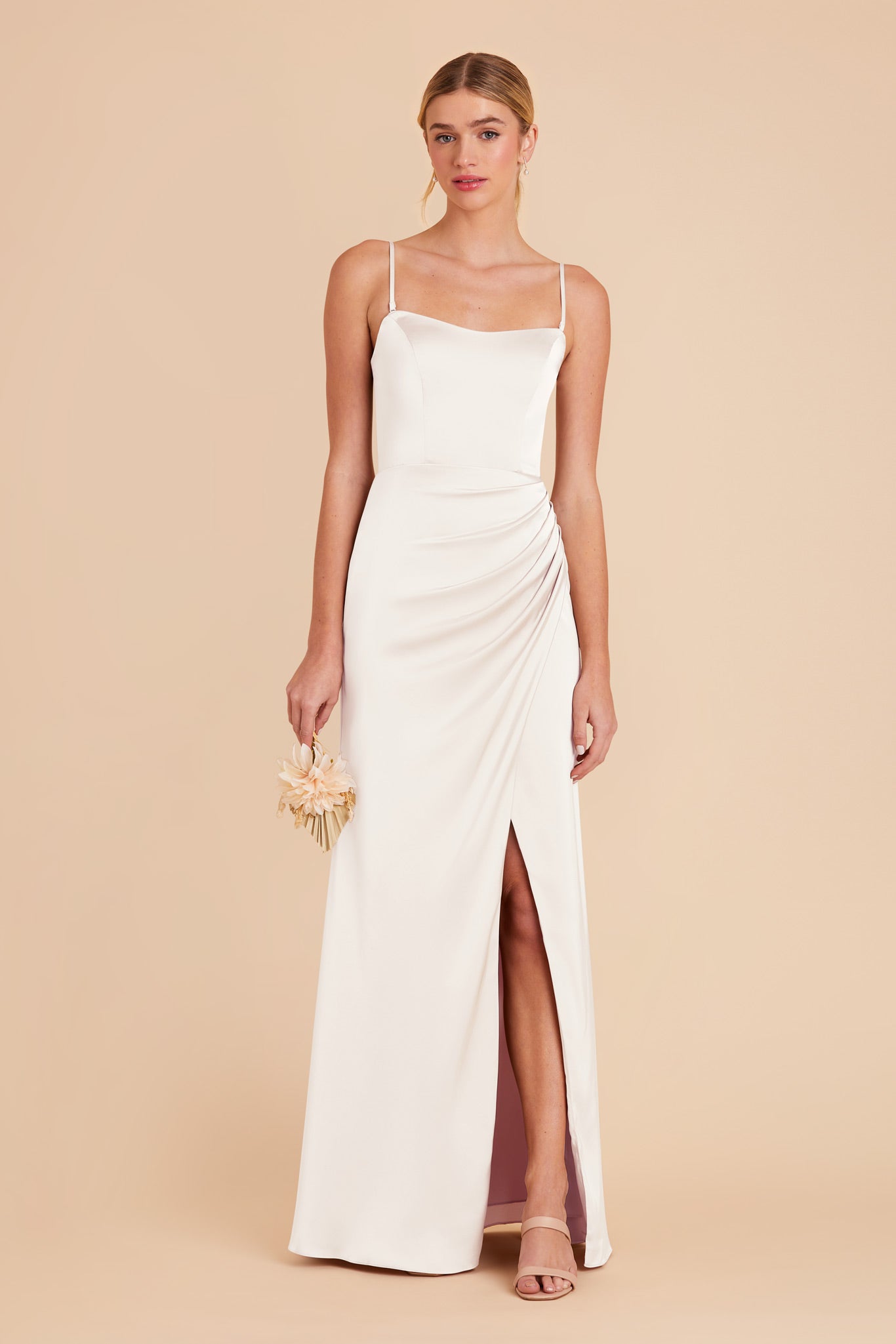 White Anne Matte Satin Dress by Birdy Grey