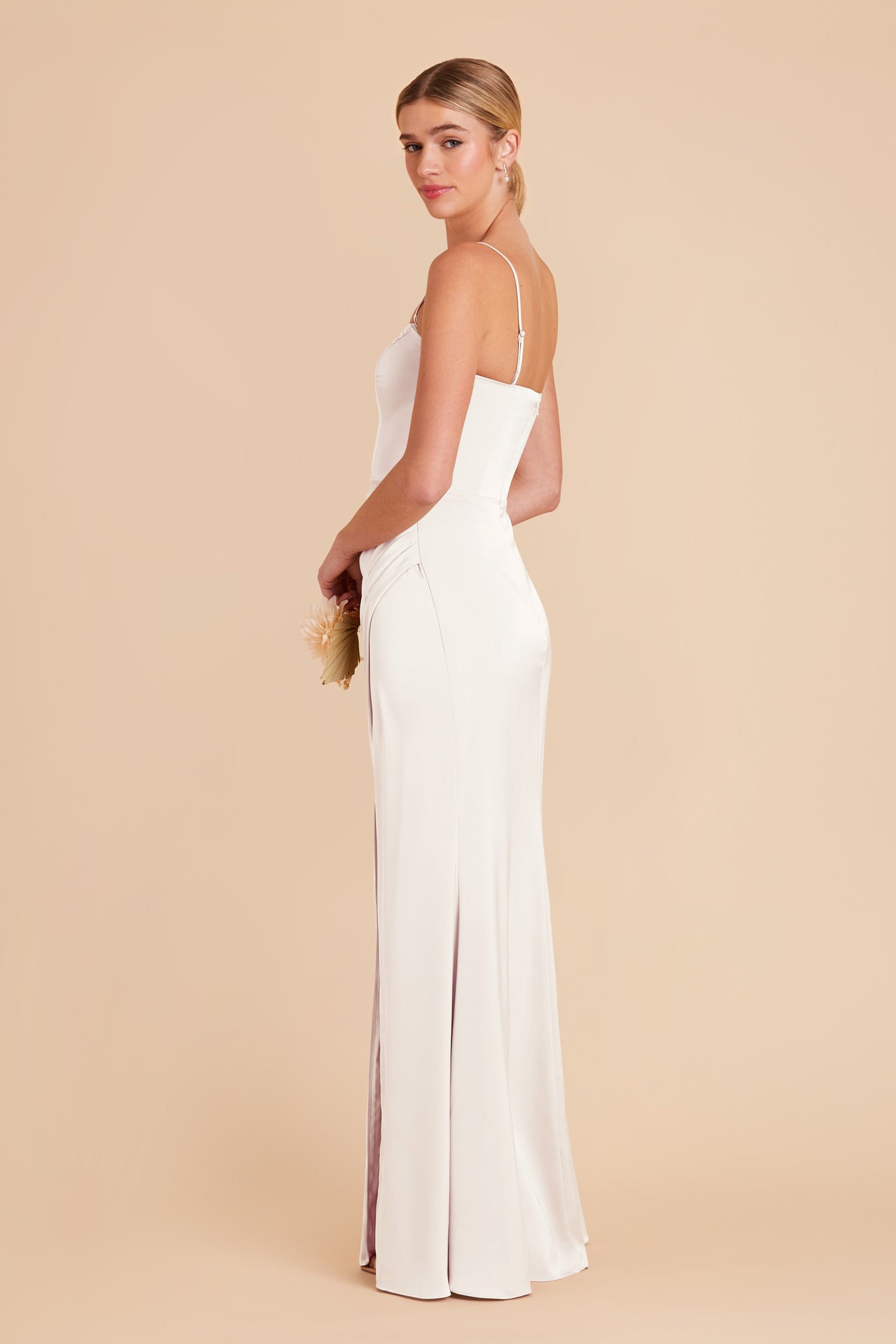 White Anne Matte Satin Dress by Birdy Grey