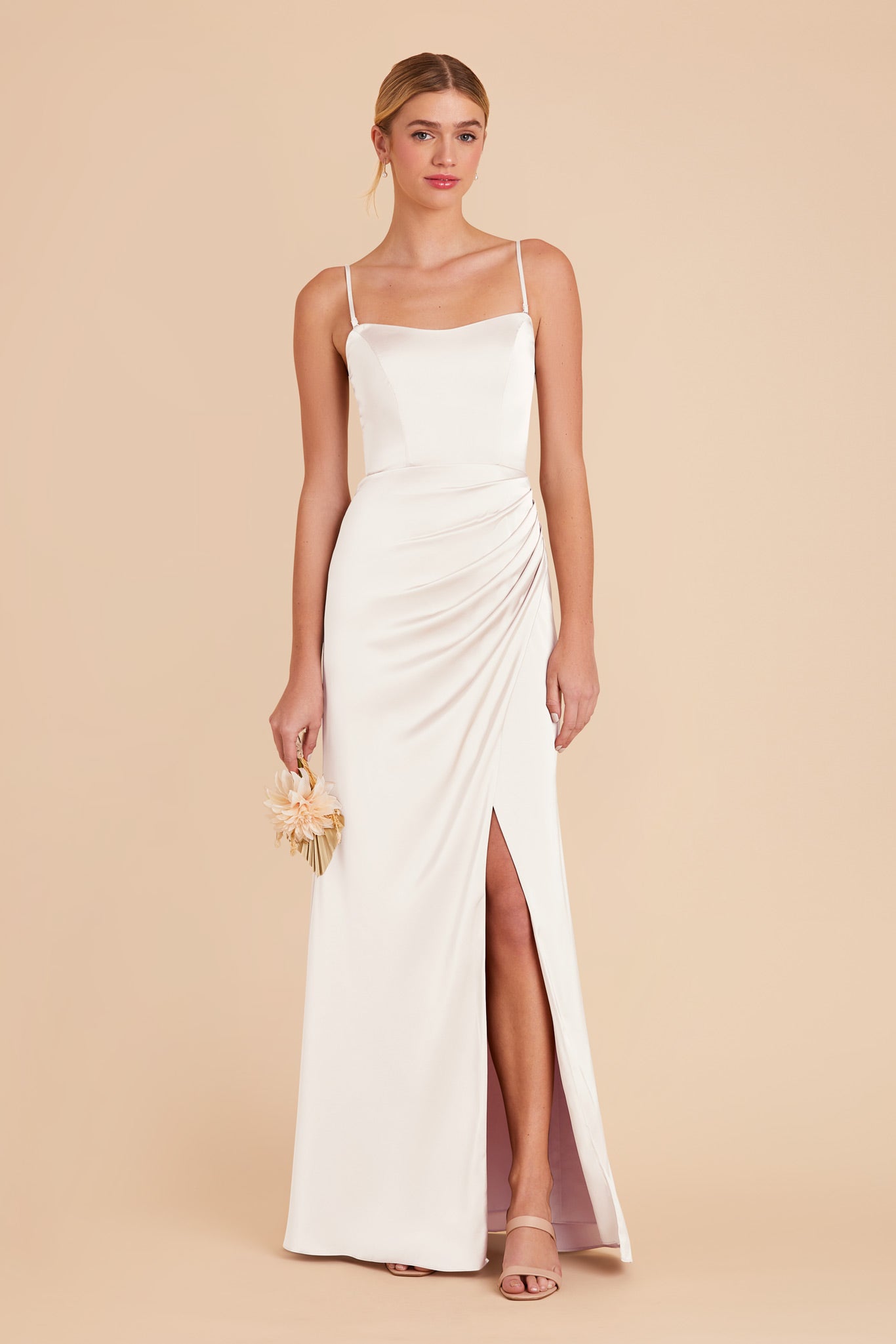 White Anne Matte Satin Dress by Birdy Grey