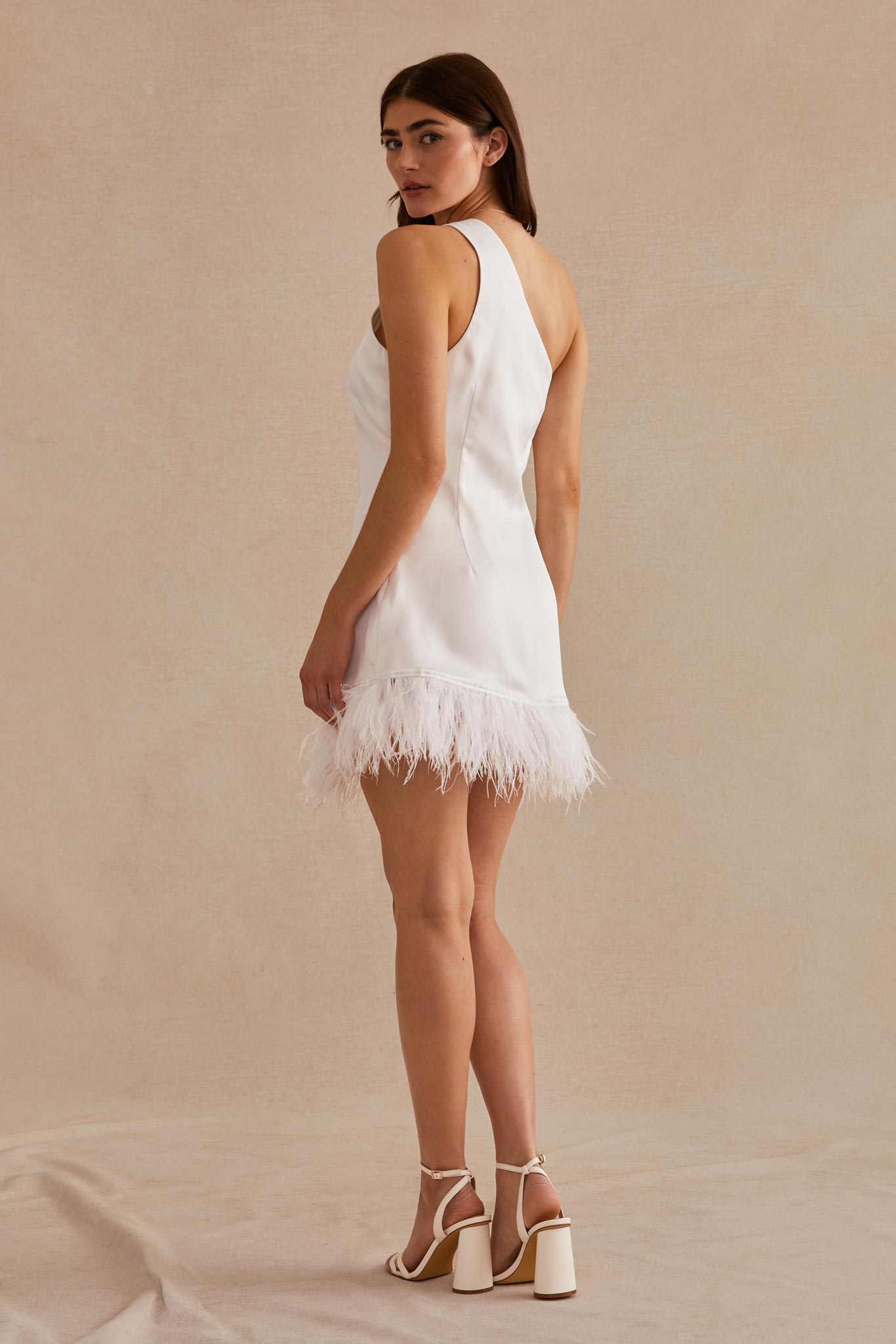 OsÃ©ree Paillettes feather-trimmed minidress