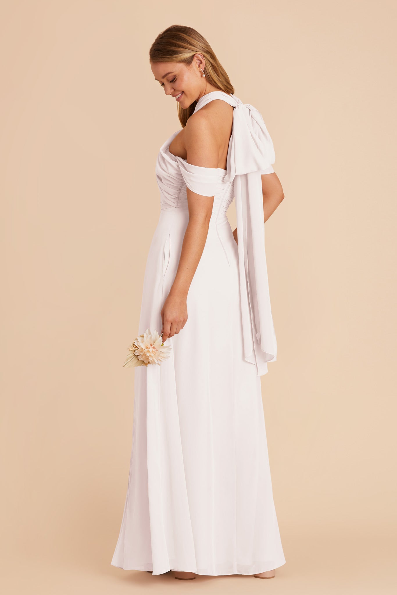 White Cara Chiffon Dress by Birdy Grey