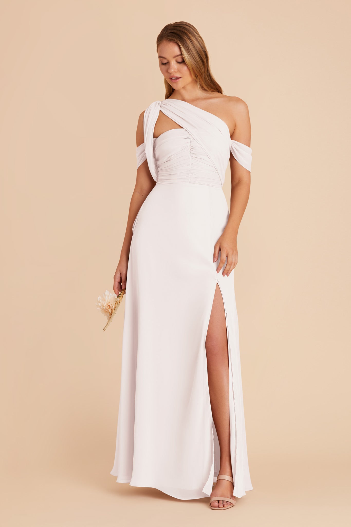 White Cara Chiffon Dress by Birdy Grey