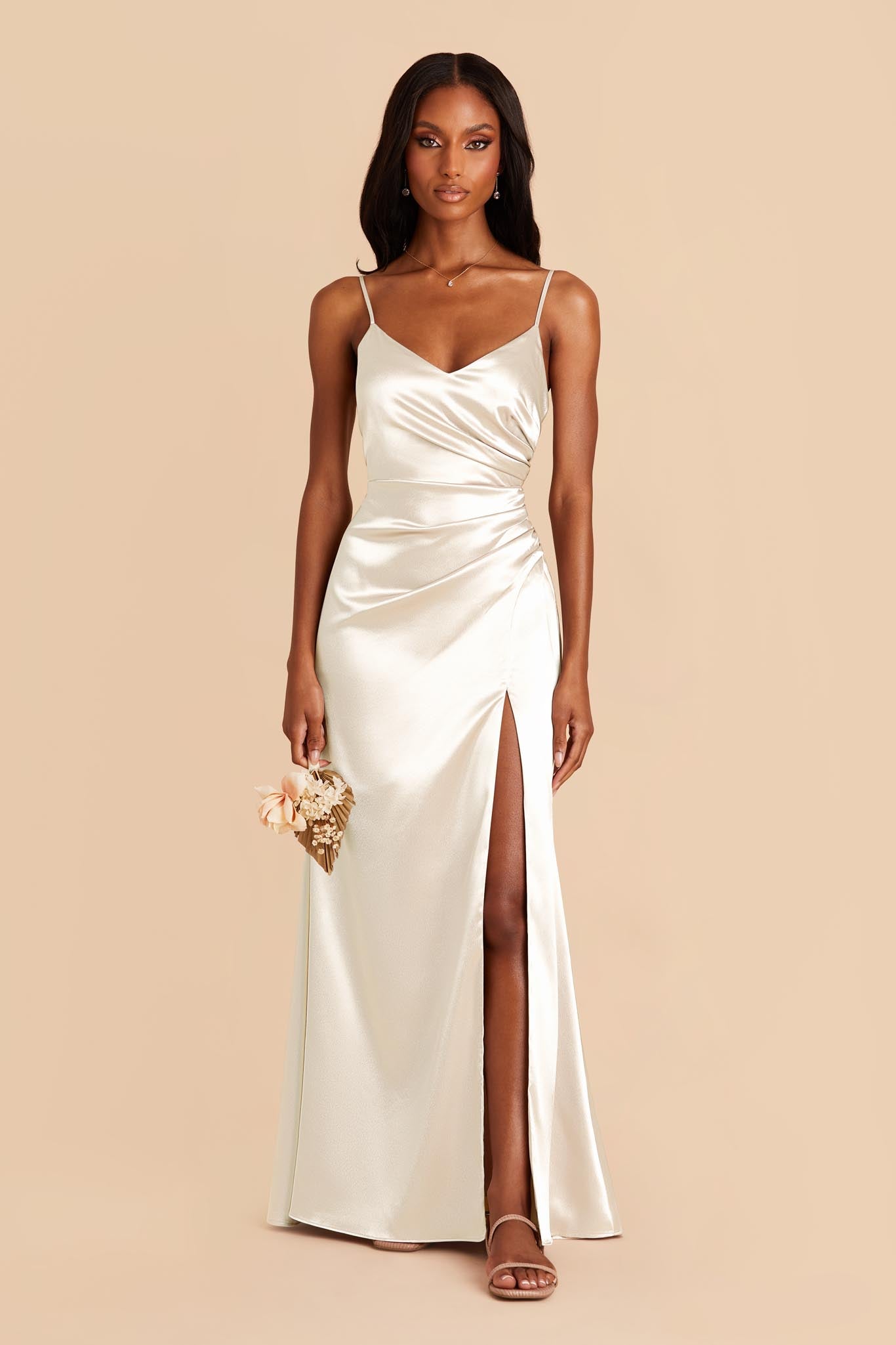 Tie-detail satin dress - White - Ladies | H&M
