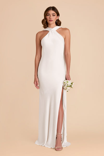 White Eileen Matte Satin Dress by Birdy Grey