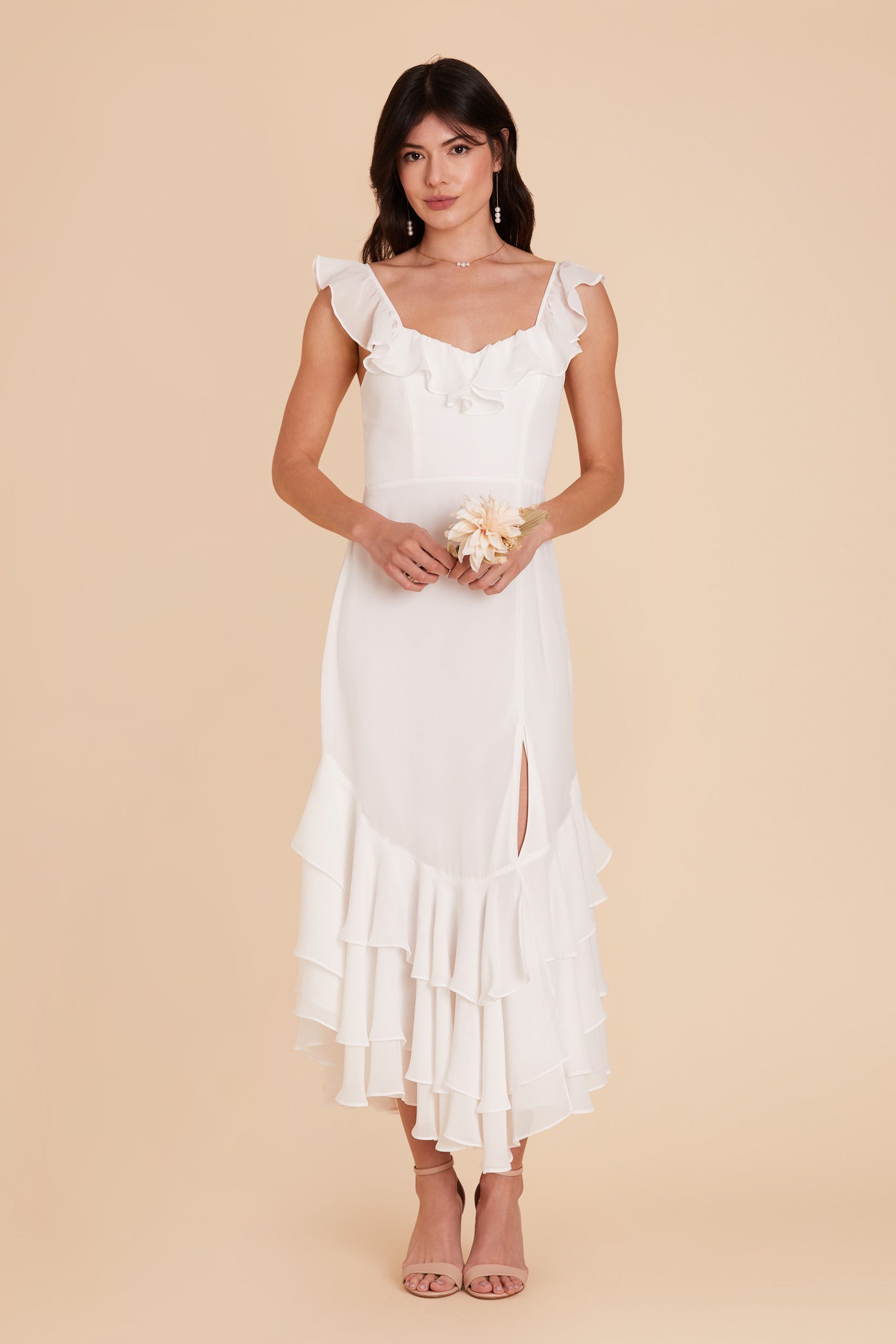 White Ginny Chiffon Dress by Birdy Grey