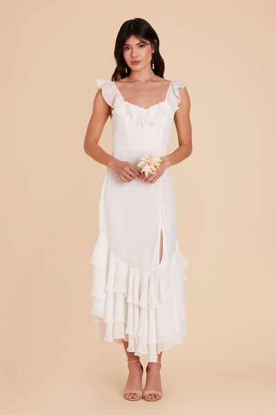 White Ginny Chiffon Dress by Birdy Grey