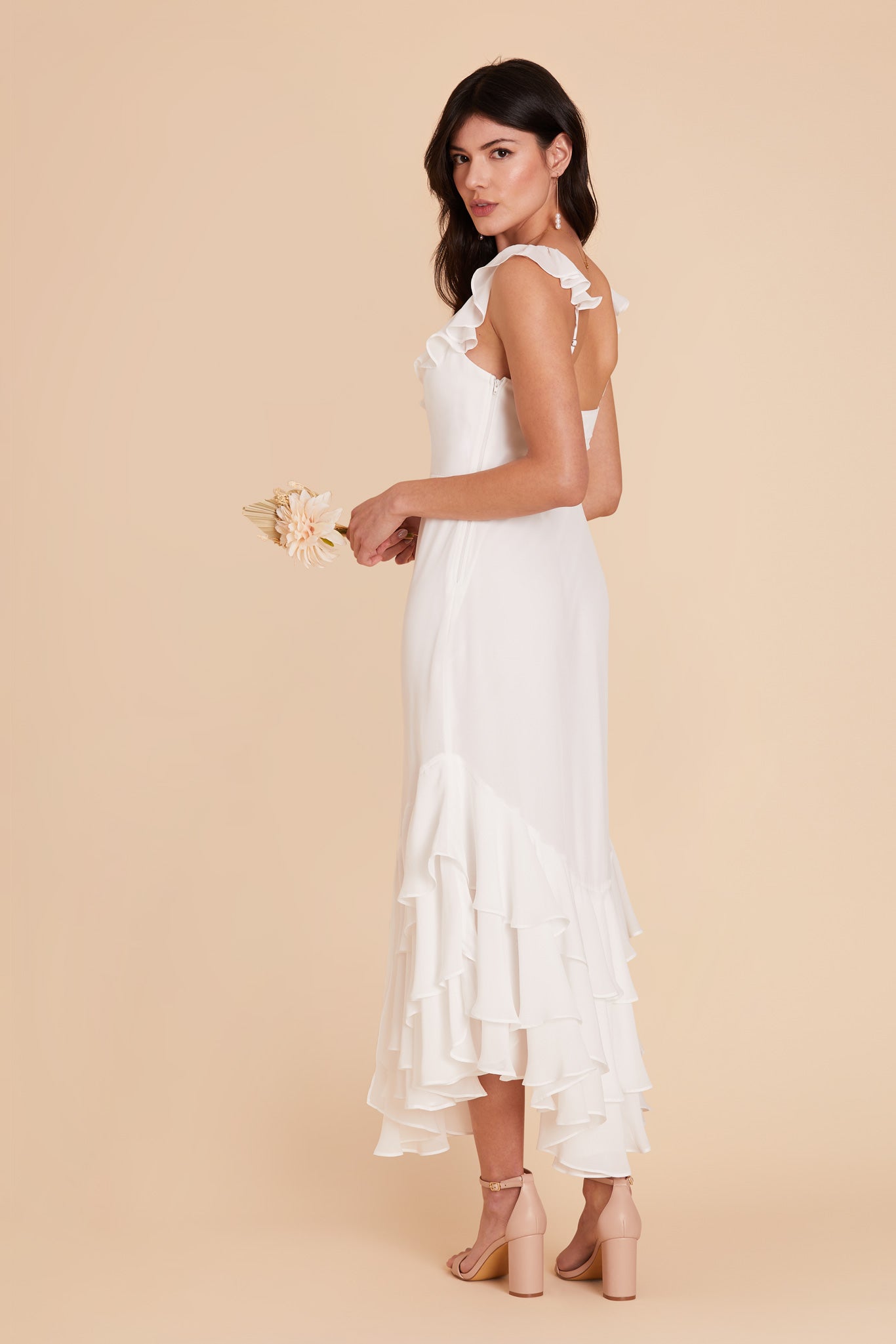 White Ginny Chiffon Dress by Birdy Grey