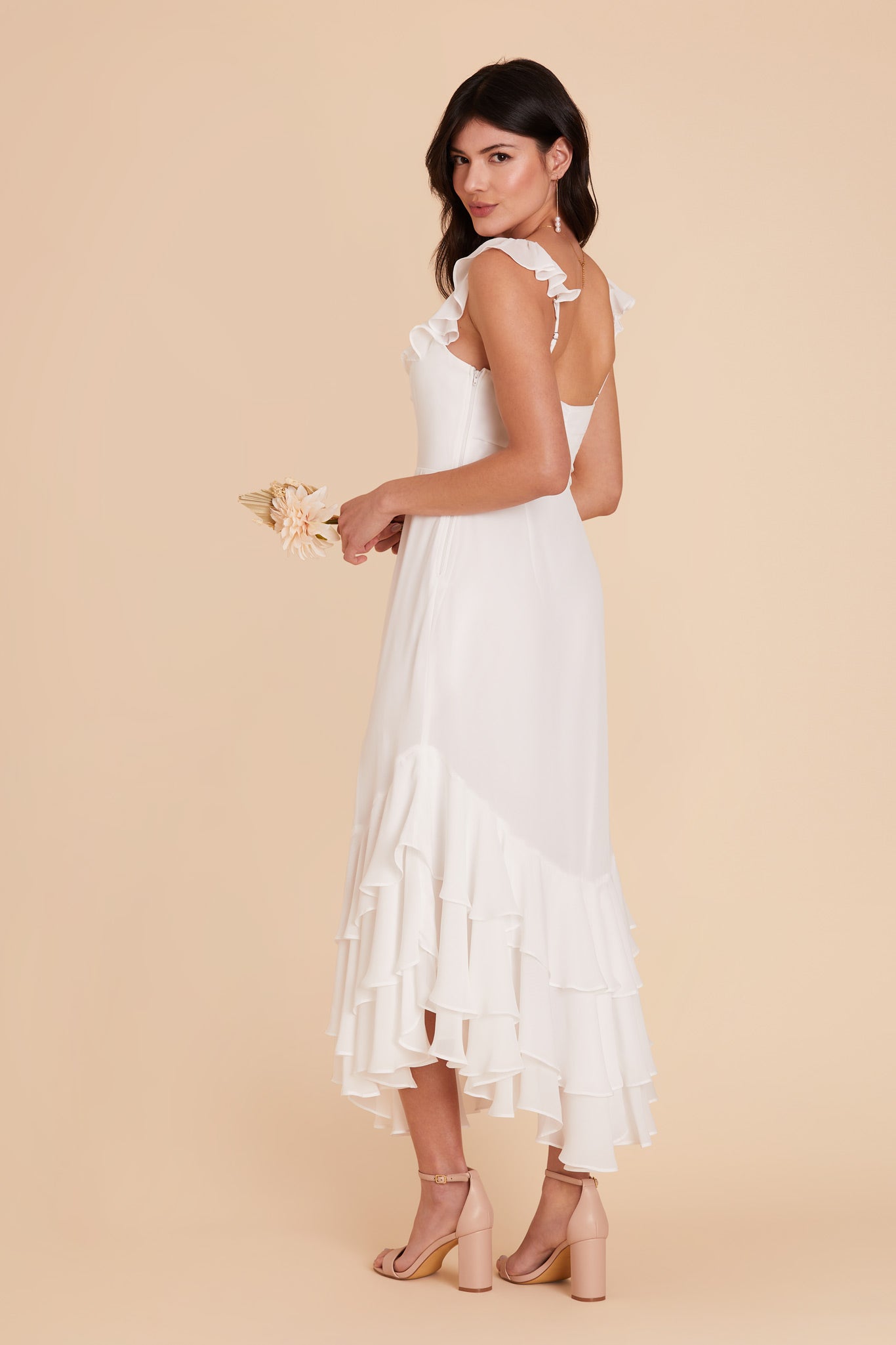 White Ginny Chiffon Dress by Birdy Grey