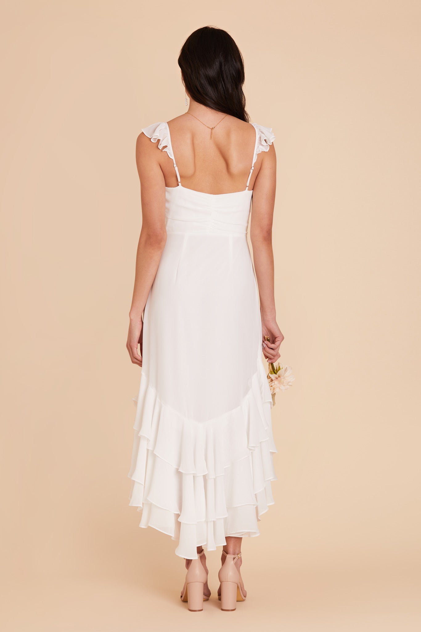 White Ginny Chiffon Dress by Birdy Grey