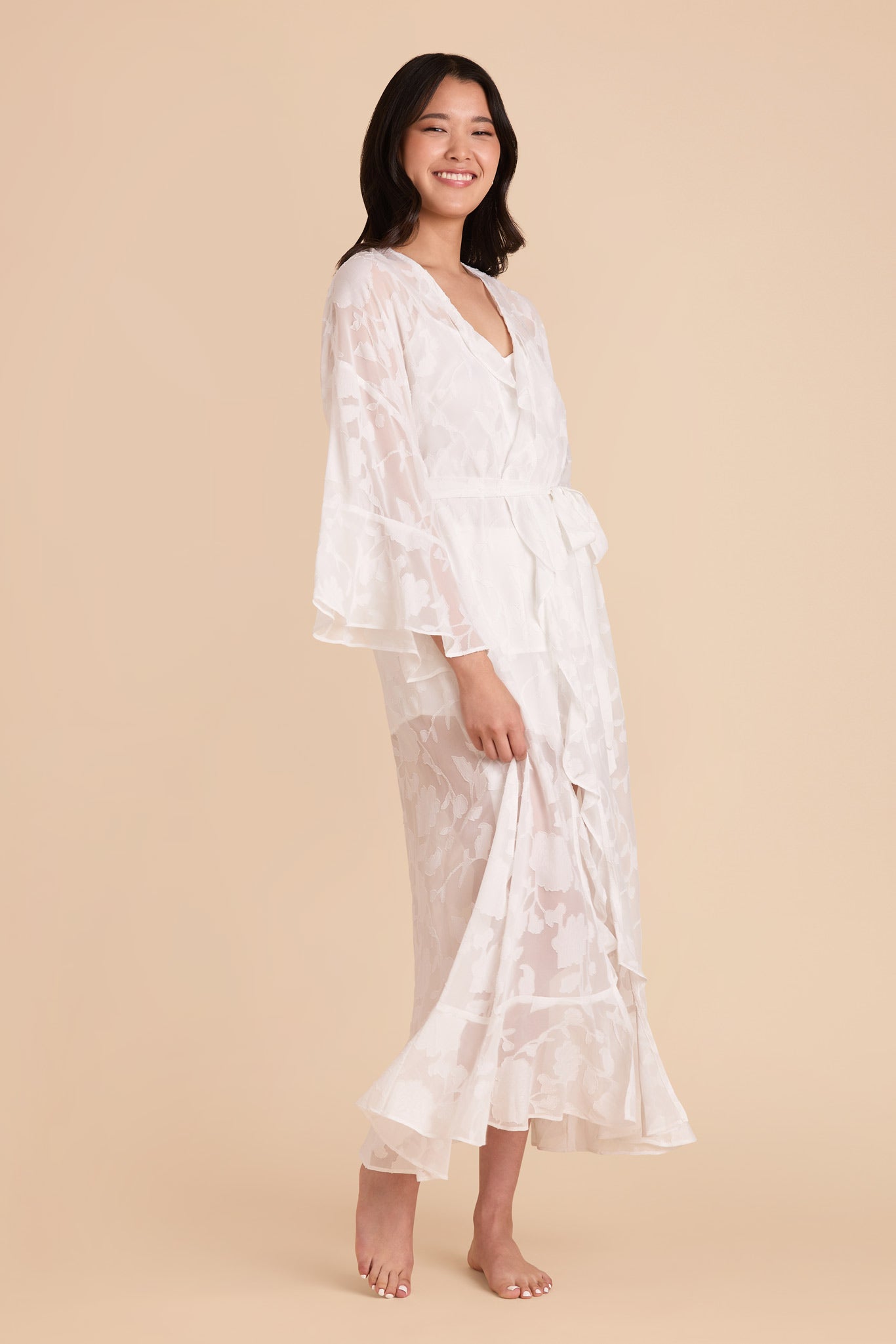 Minnie Jacquard Bridal Robe - White