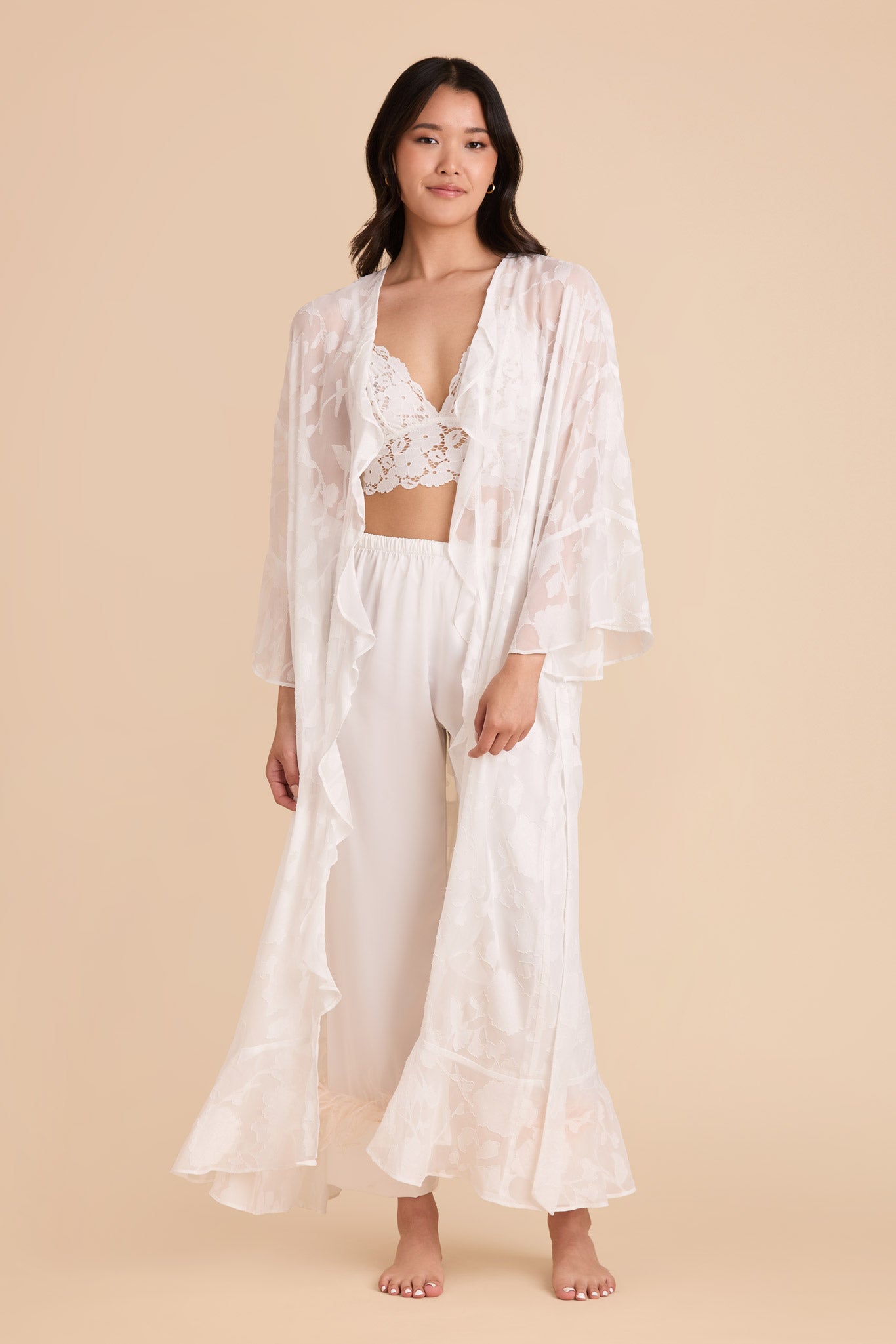 Minnie Jacquard Bridal Robe - White