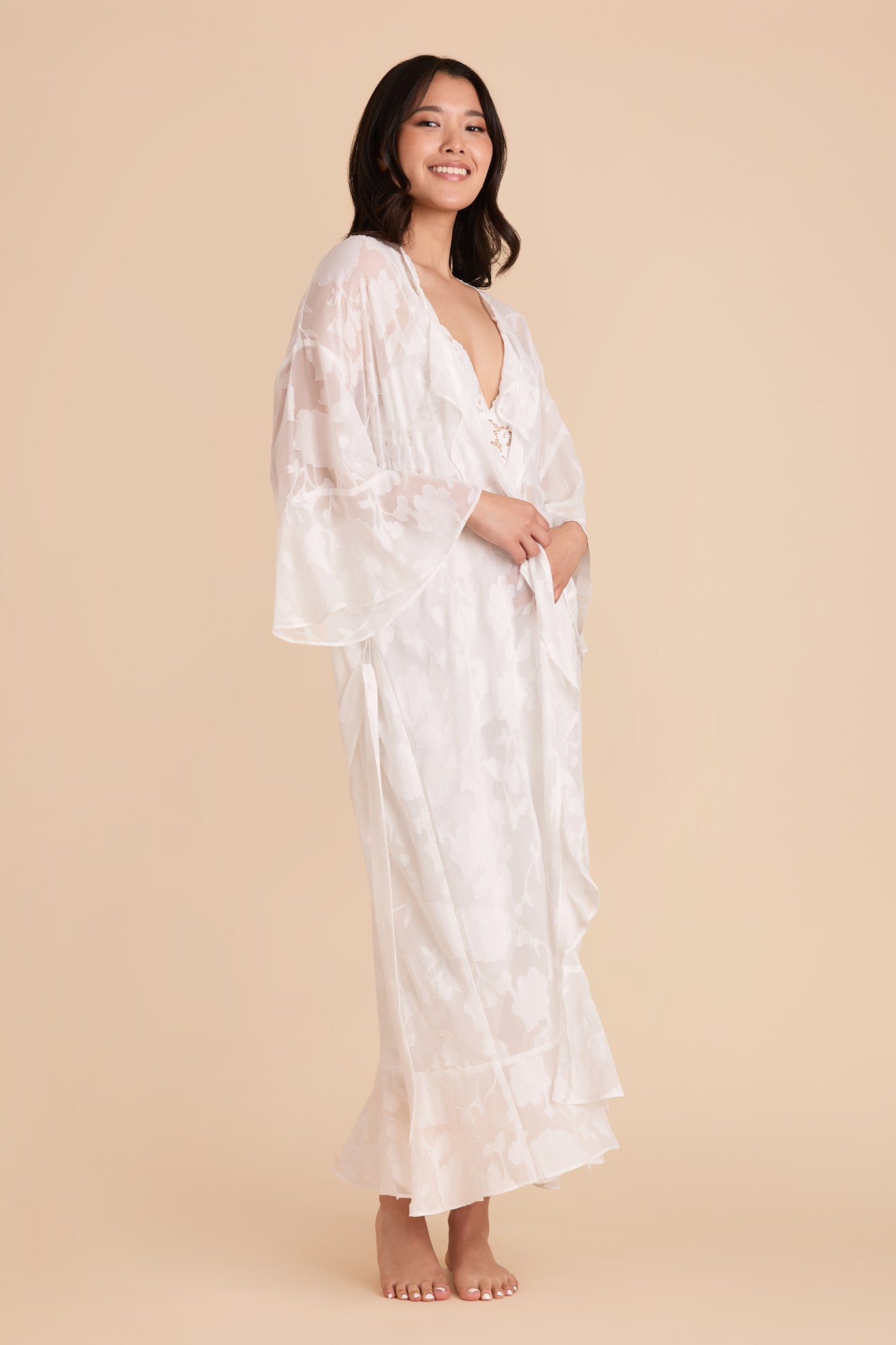 Minnie Jacquard Bridal Robe - White