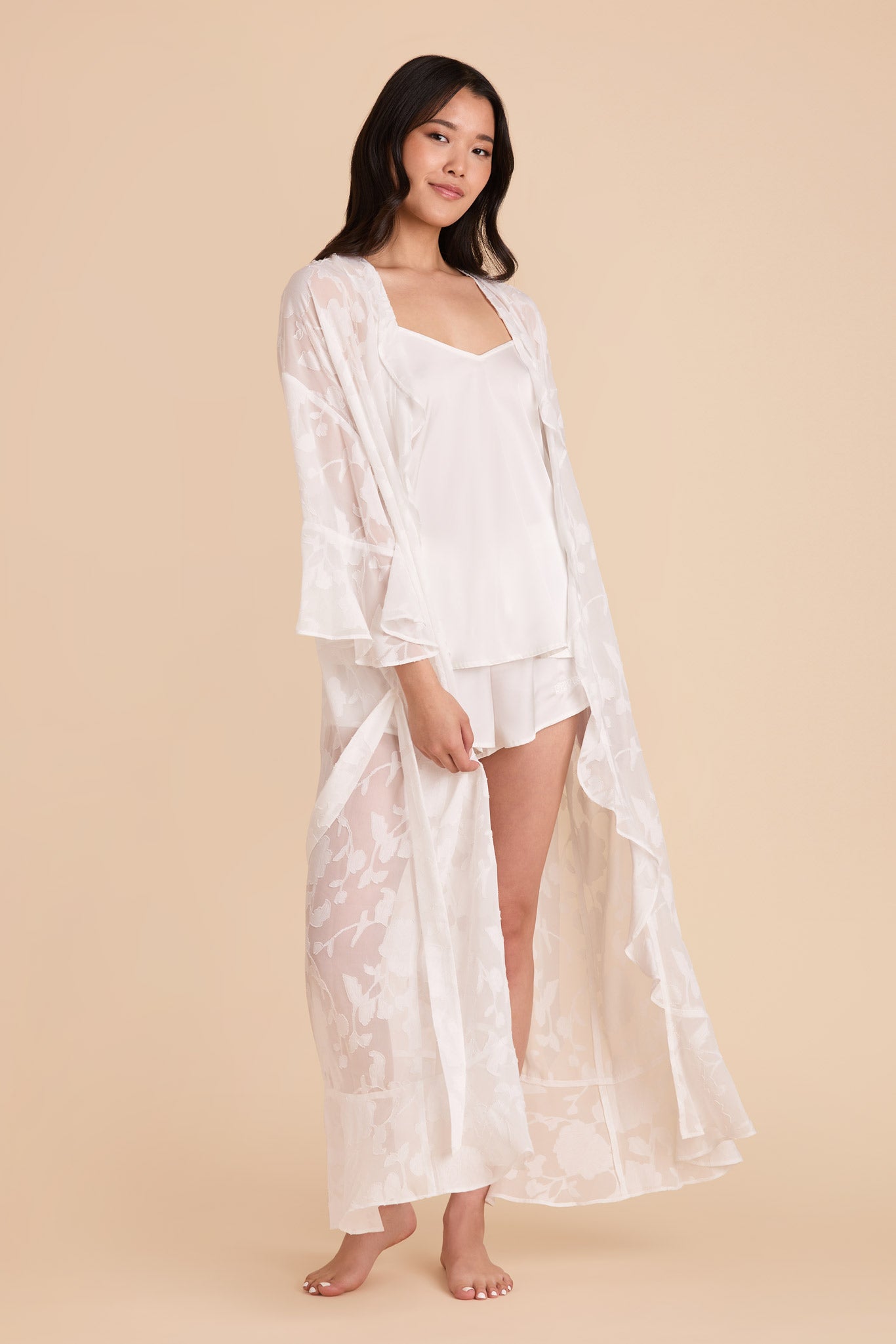 Minnie Jacquard Bridal Robe - White