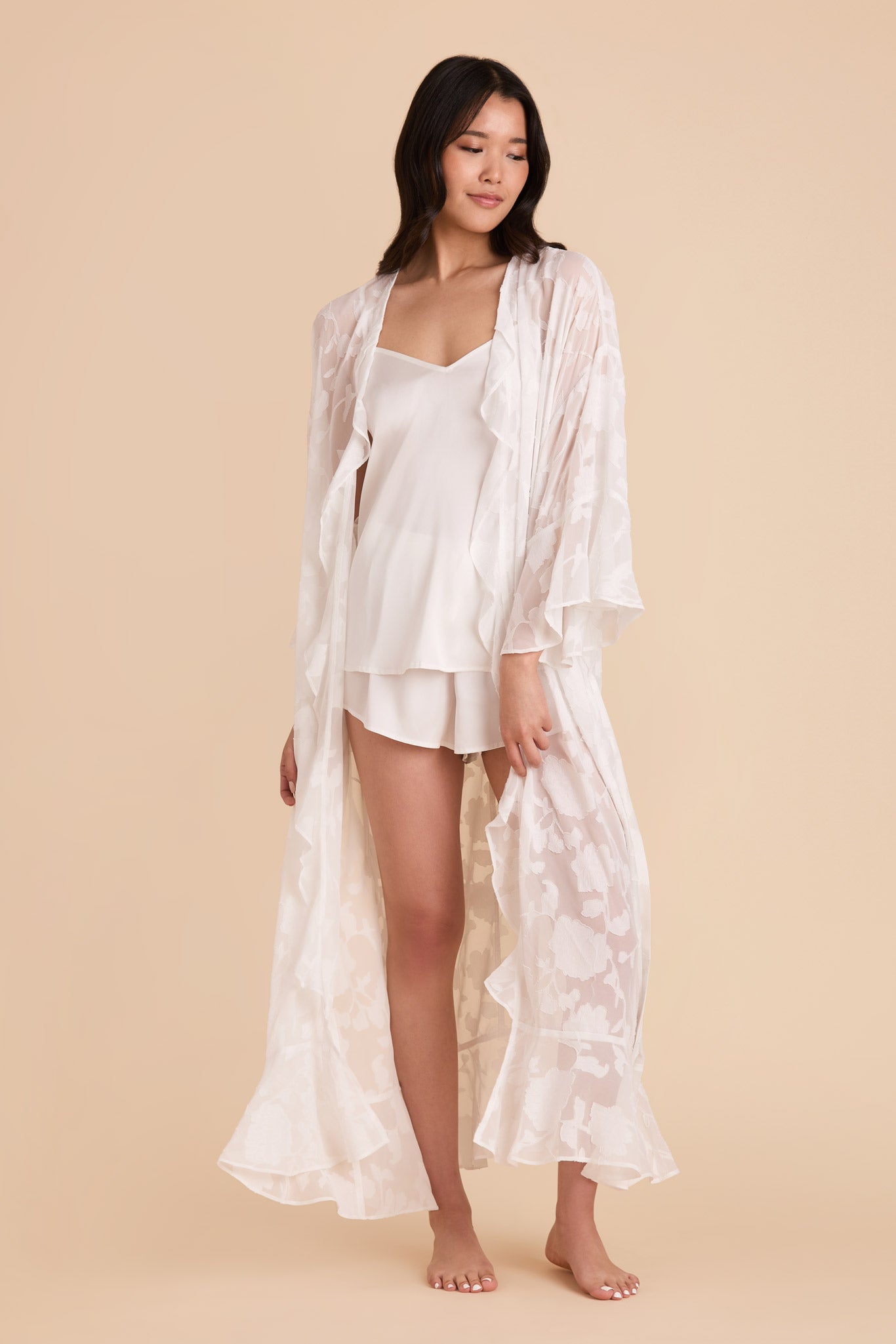 Minnie Jacquard Bridal Robe - White