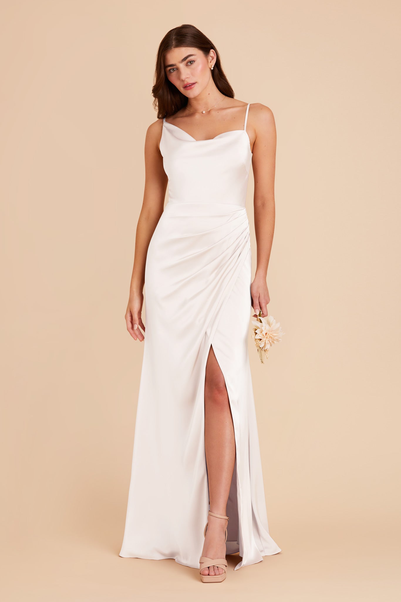 White Jennifer Matte Satin Dress by Birdy Grey