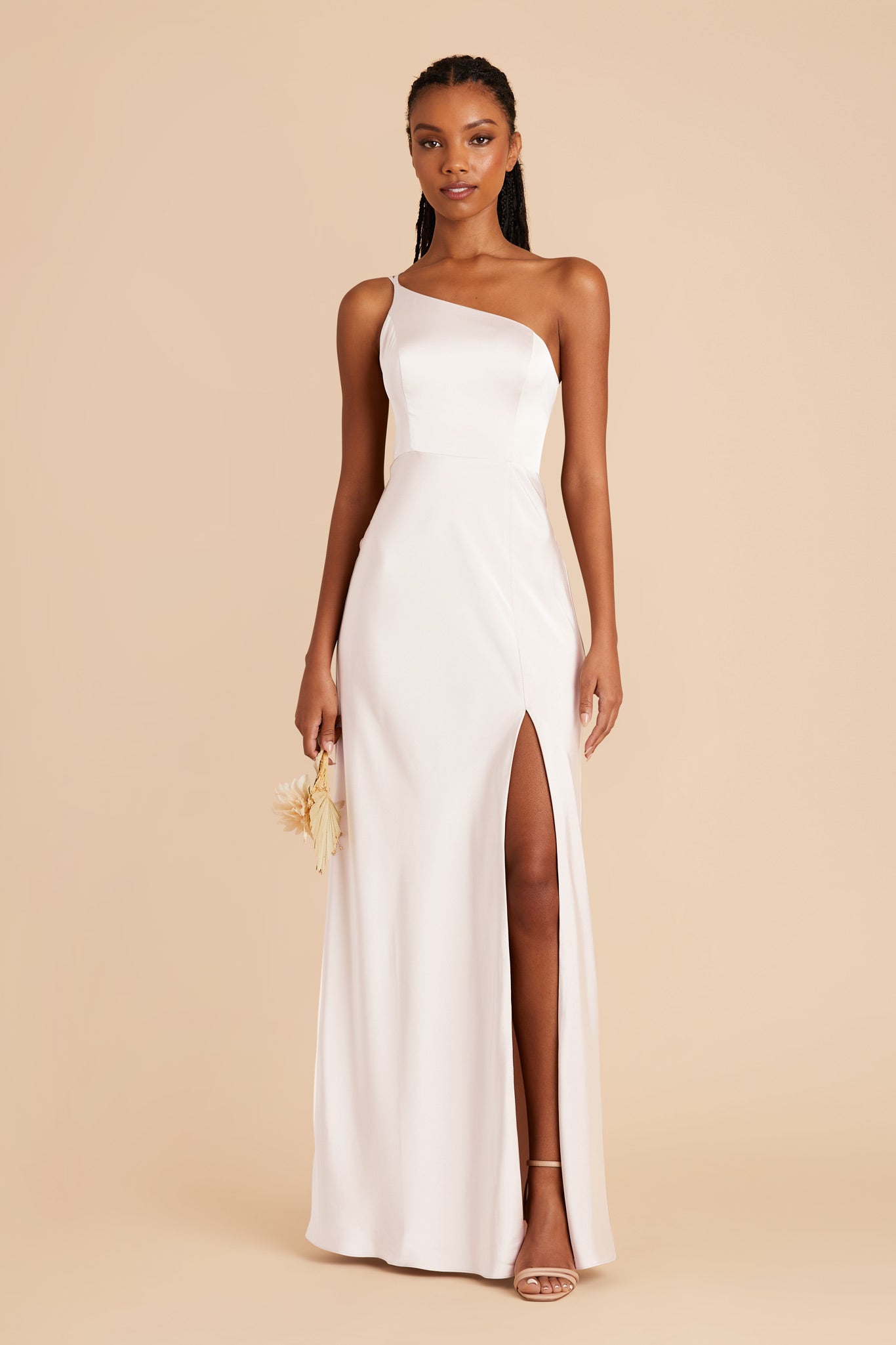 White Kensie Matte Satin Dress by Birdy Grey