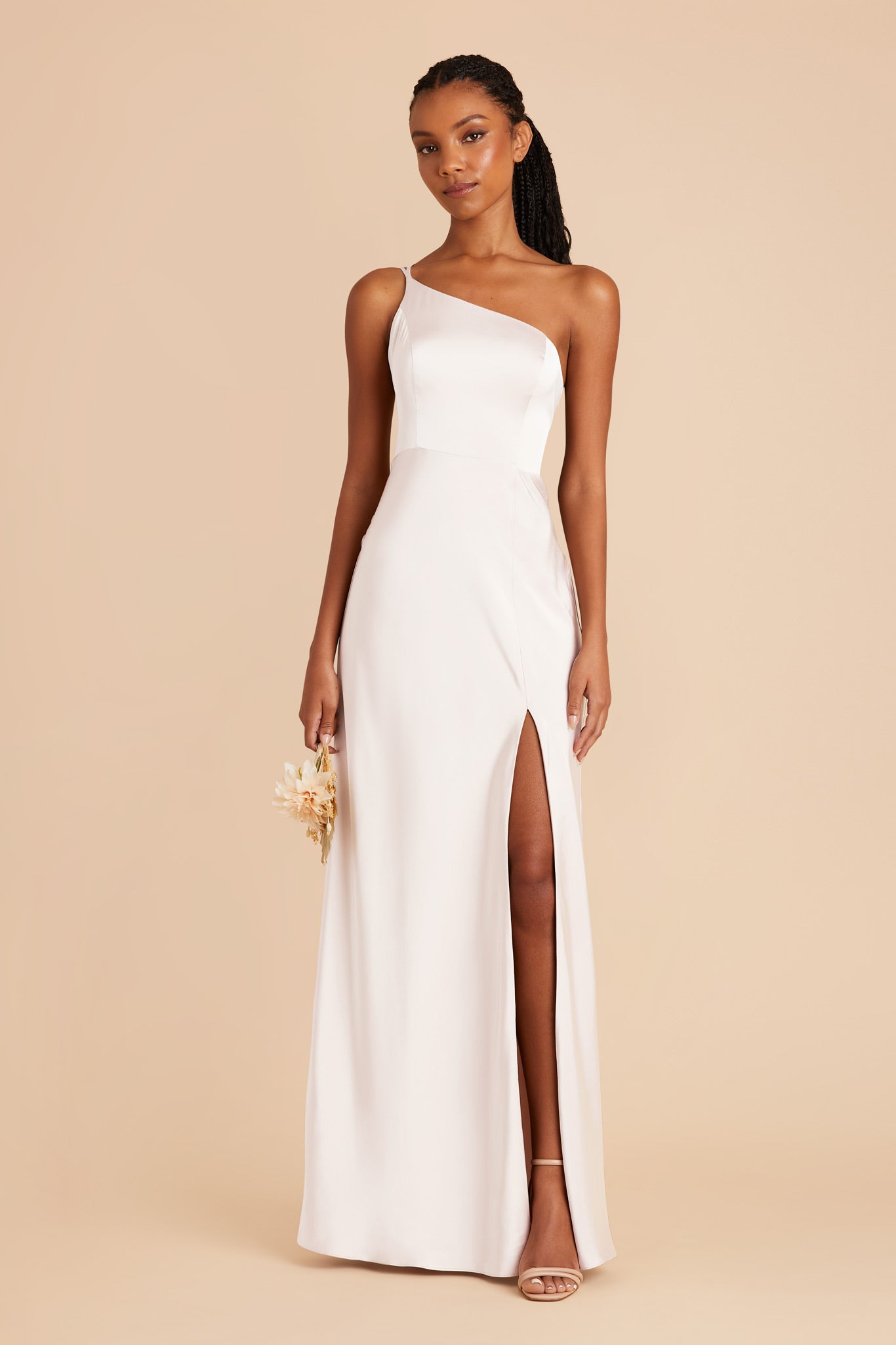 White Kensie Matte Satin Dress by Birdy Grey