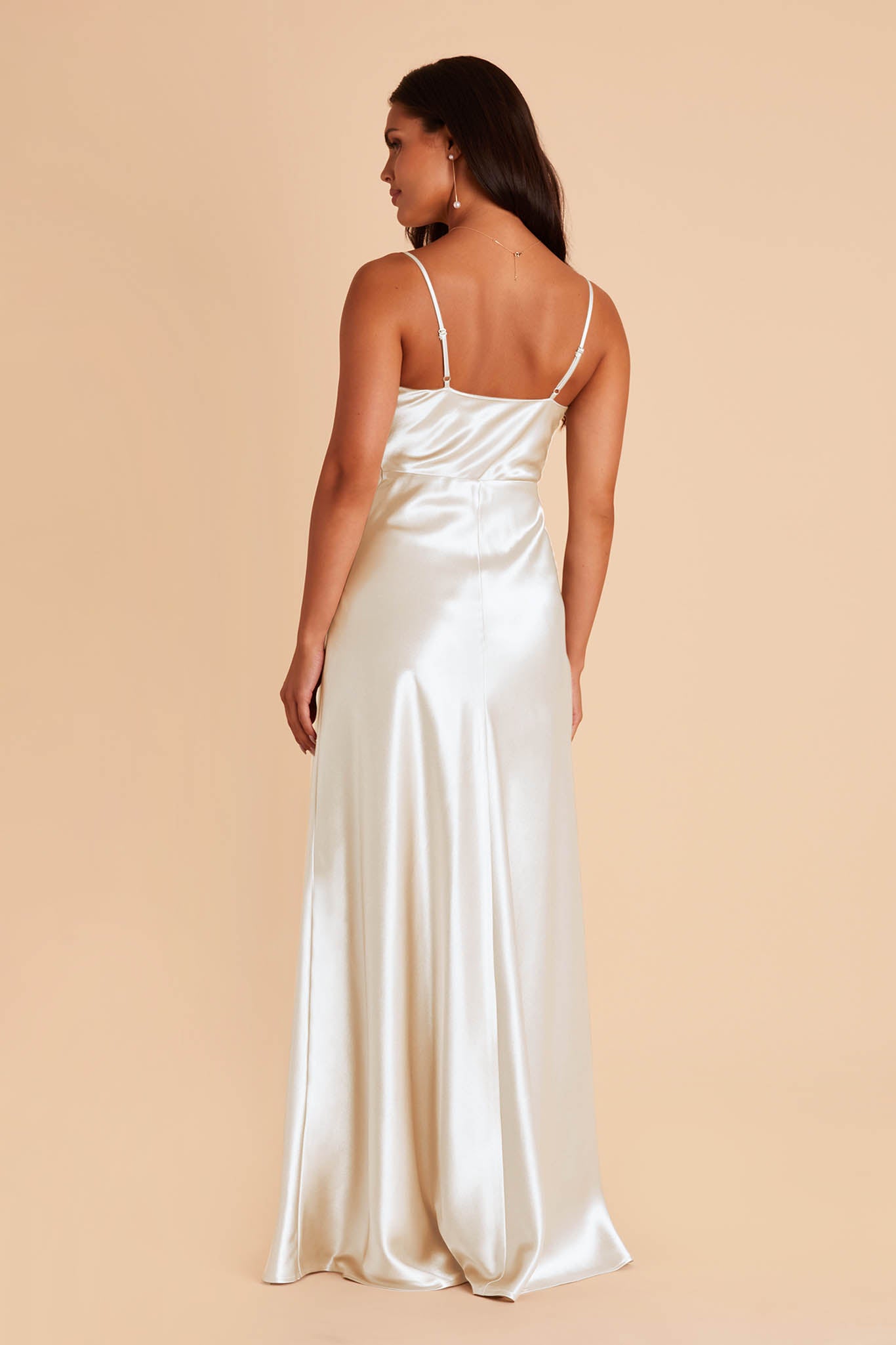 Davina Satin Long Sleeve Mini Dress - Ivory - MESHKI U.S