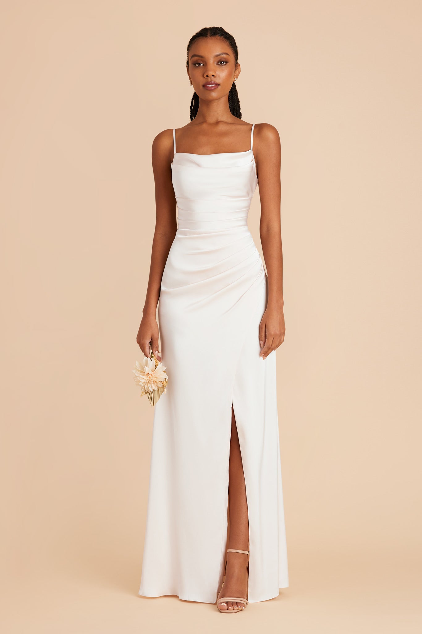 White Lydia Matte Satin Dress by Birdy Grey