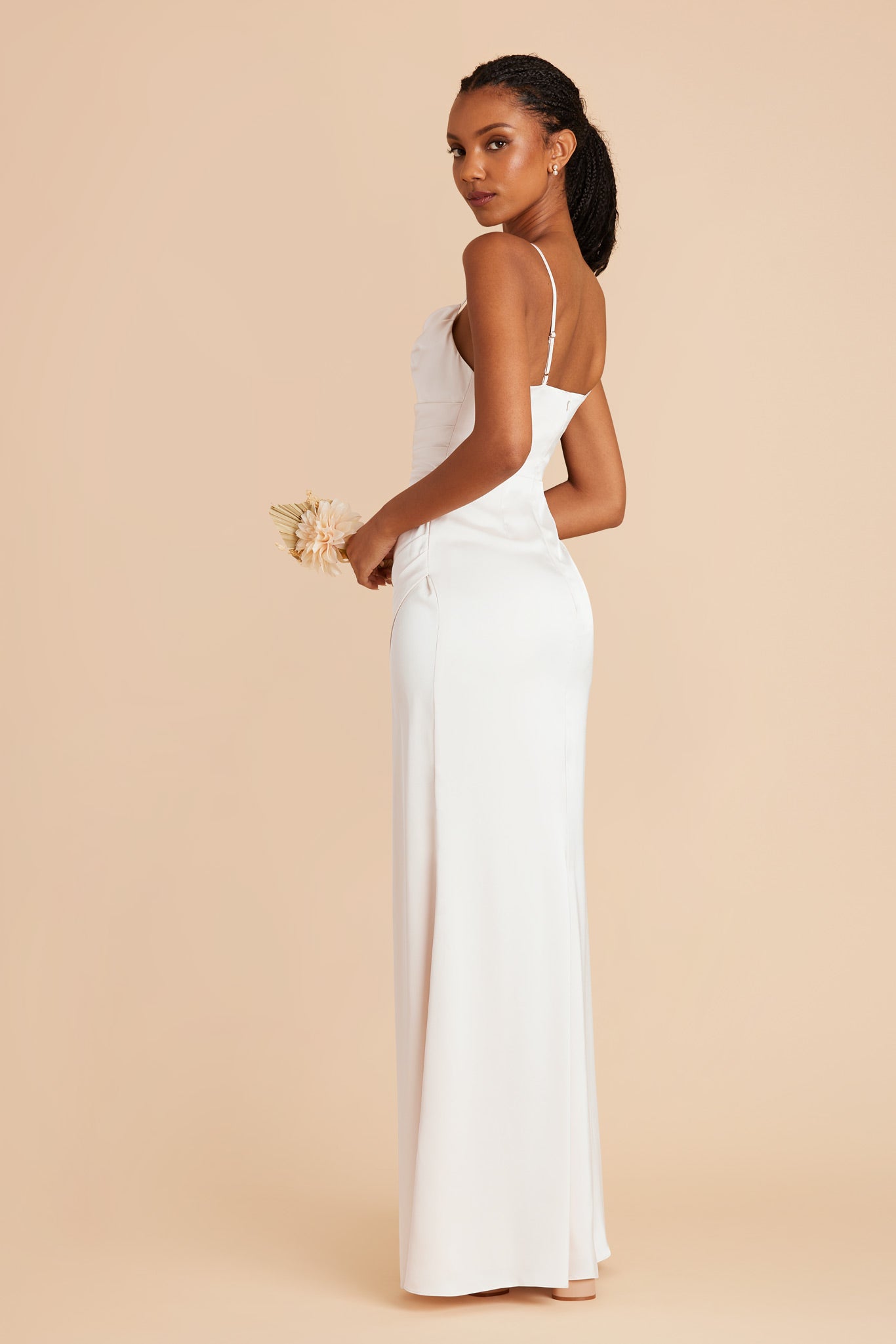 White Lydia Matte Satin Dress by Birdy Grey