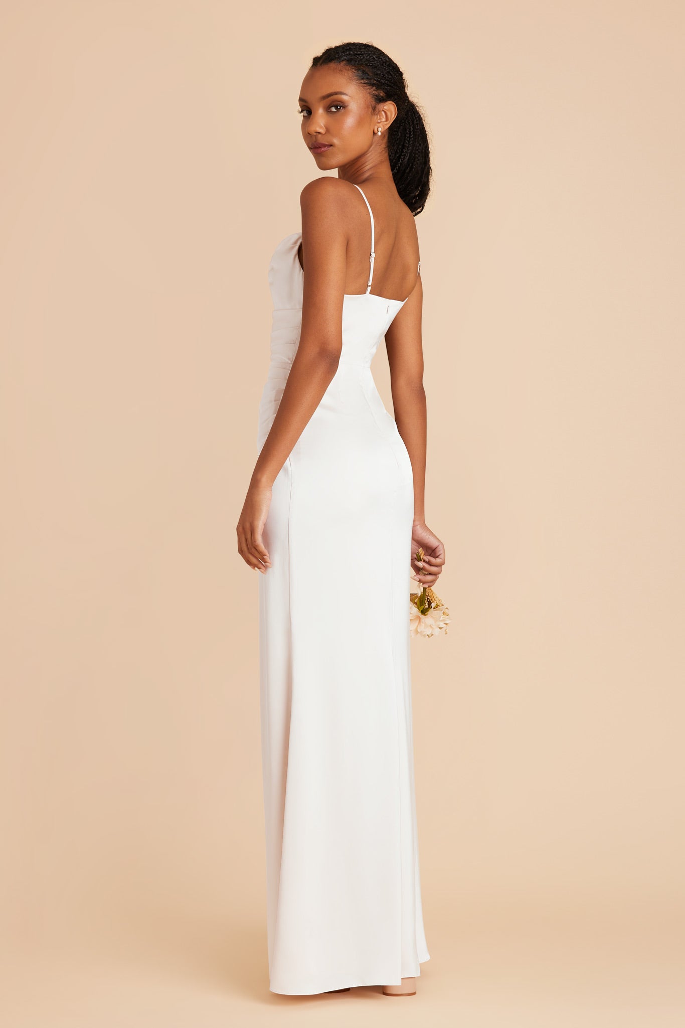 White Lydia Matte Satin Dress by Birdy Grey