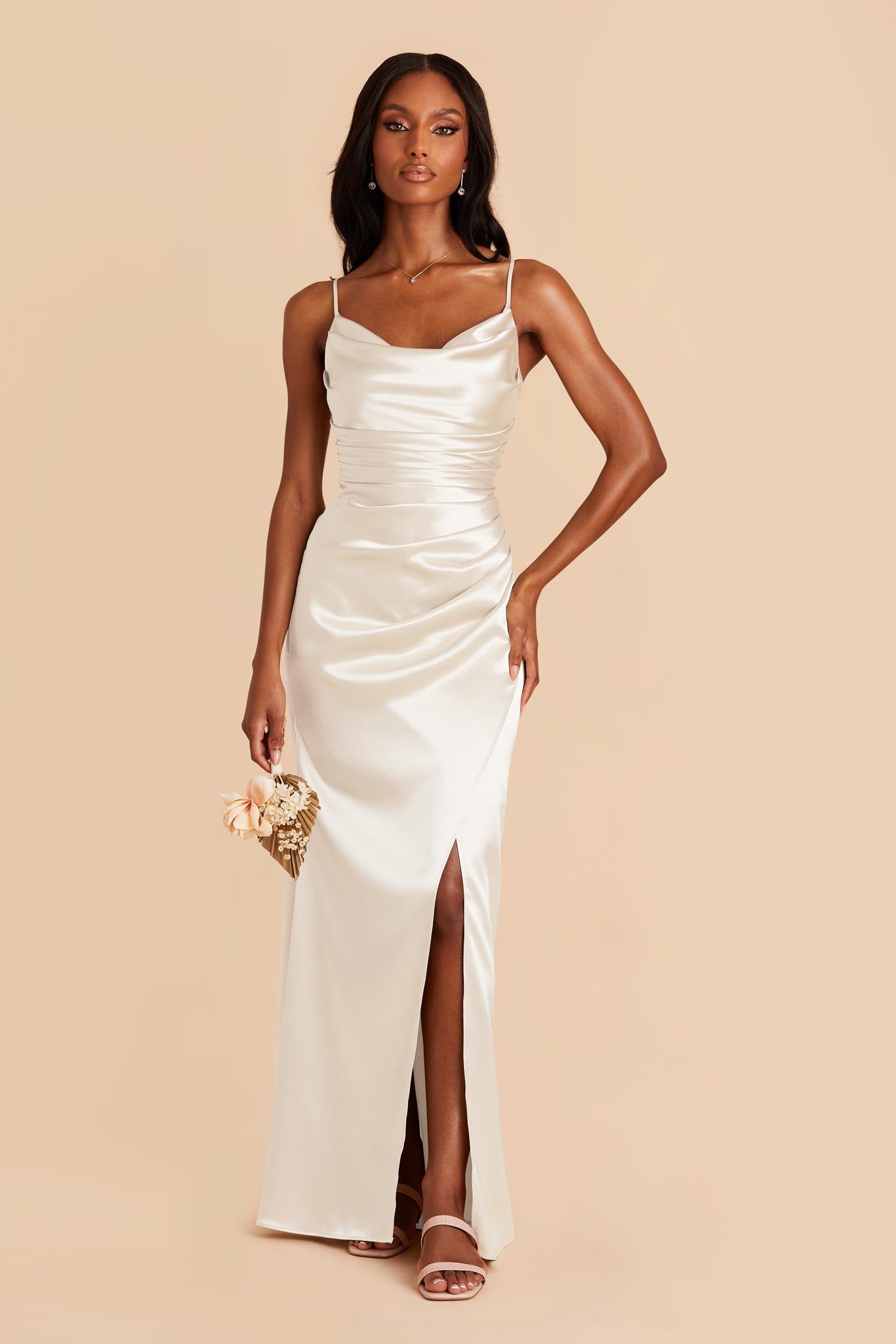 white lydia satin bridesmaid dress 04