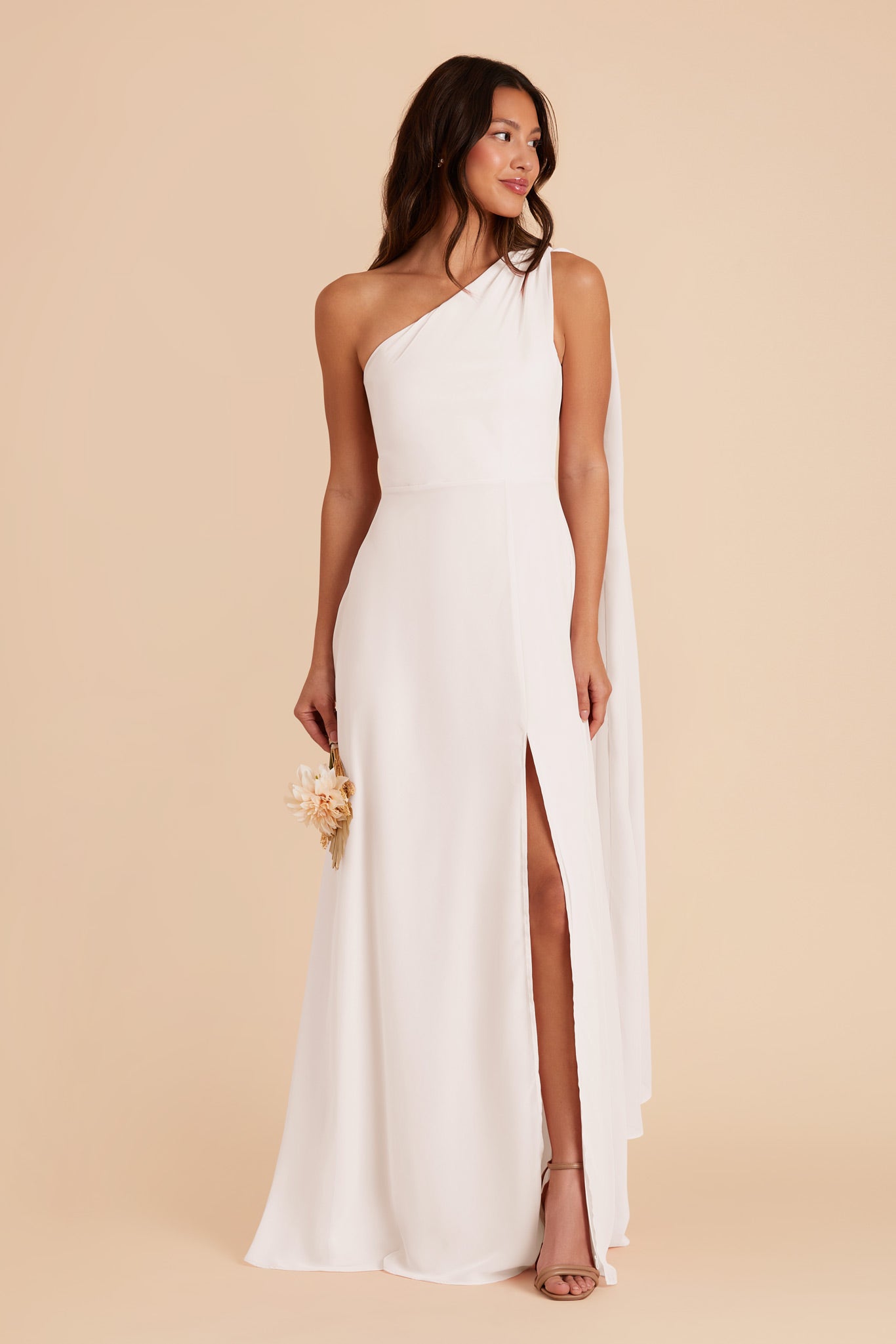 White Melissa Chiffon Dress by Birdy Grey