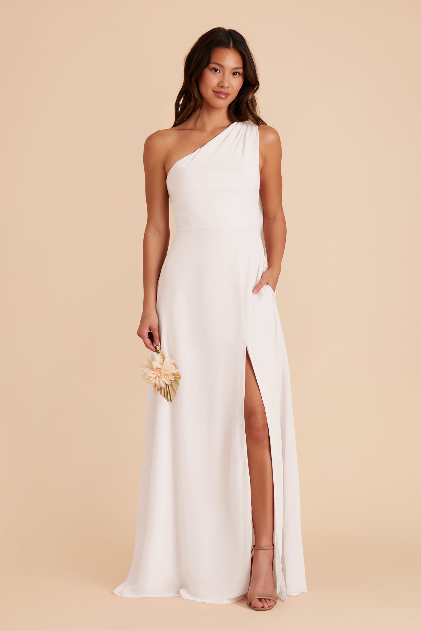 White Melissa Chiffon Dress by Birdy Grey