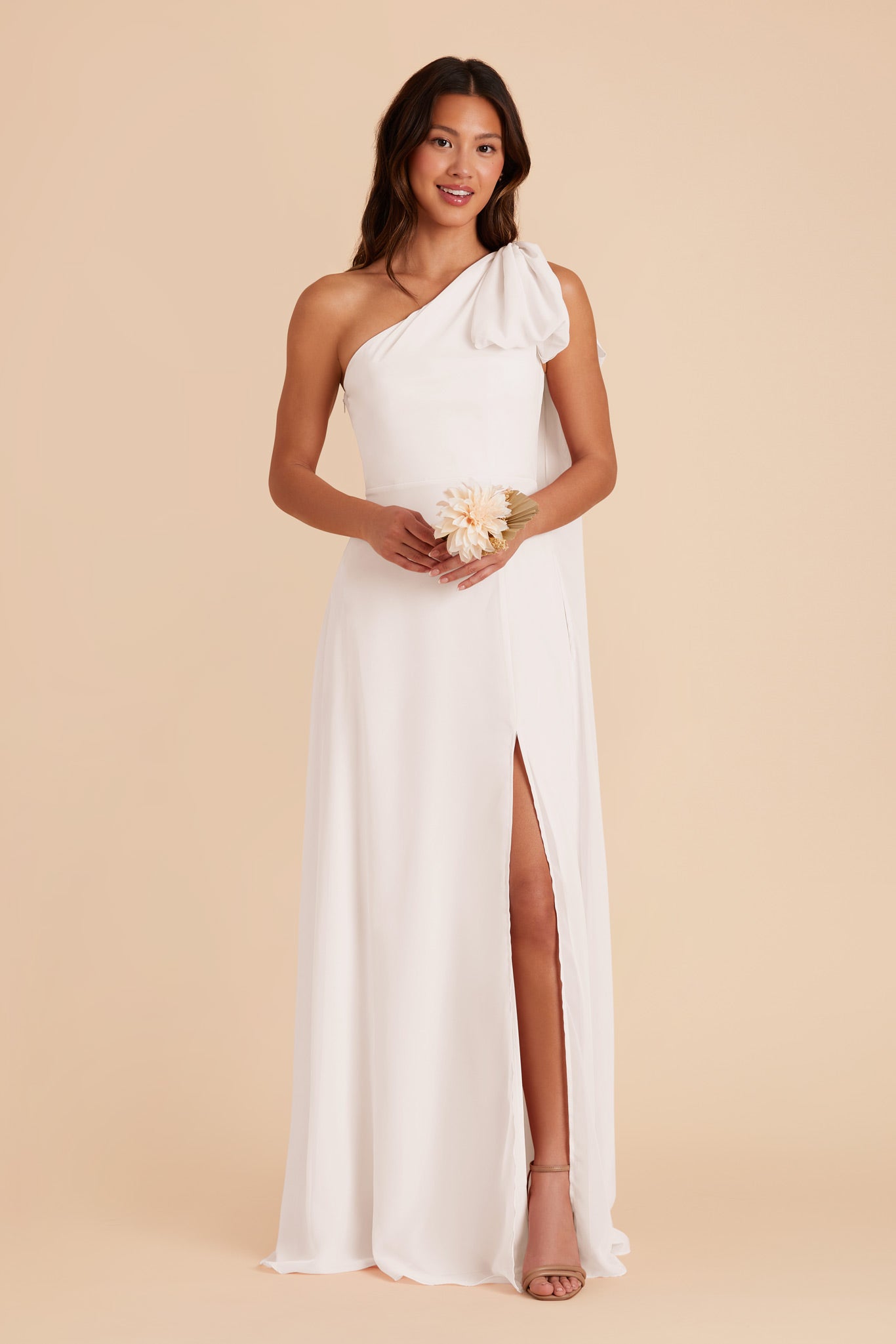 White Melissa Chiffon Dress by Birdy Grey