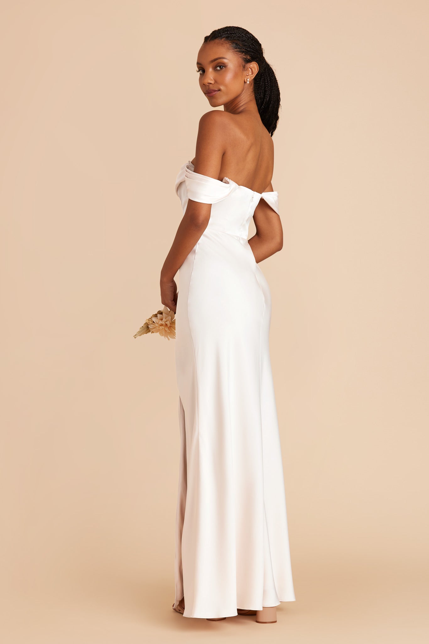 White Mia Matte Satin Convertible Dress by Birdy Grey