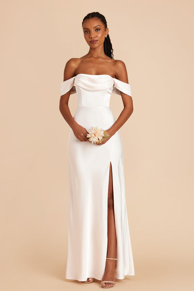 White Mia Matte Satin Convertible Dress by Birdy Grey