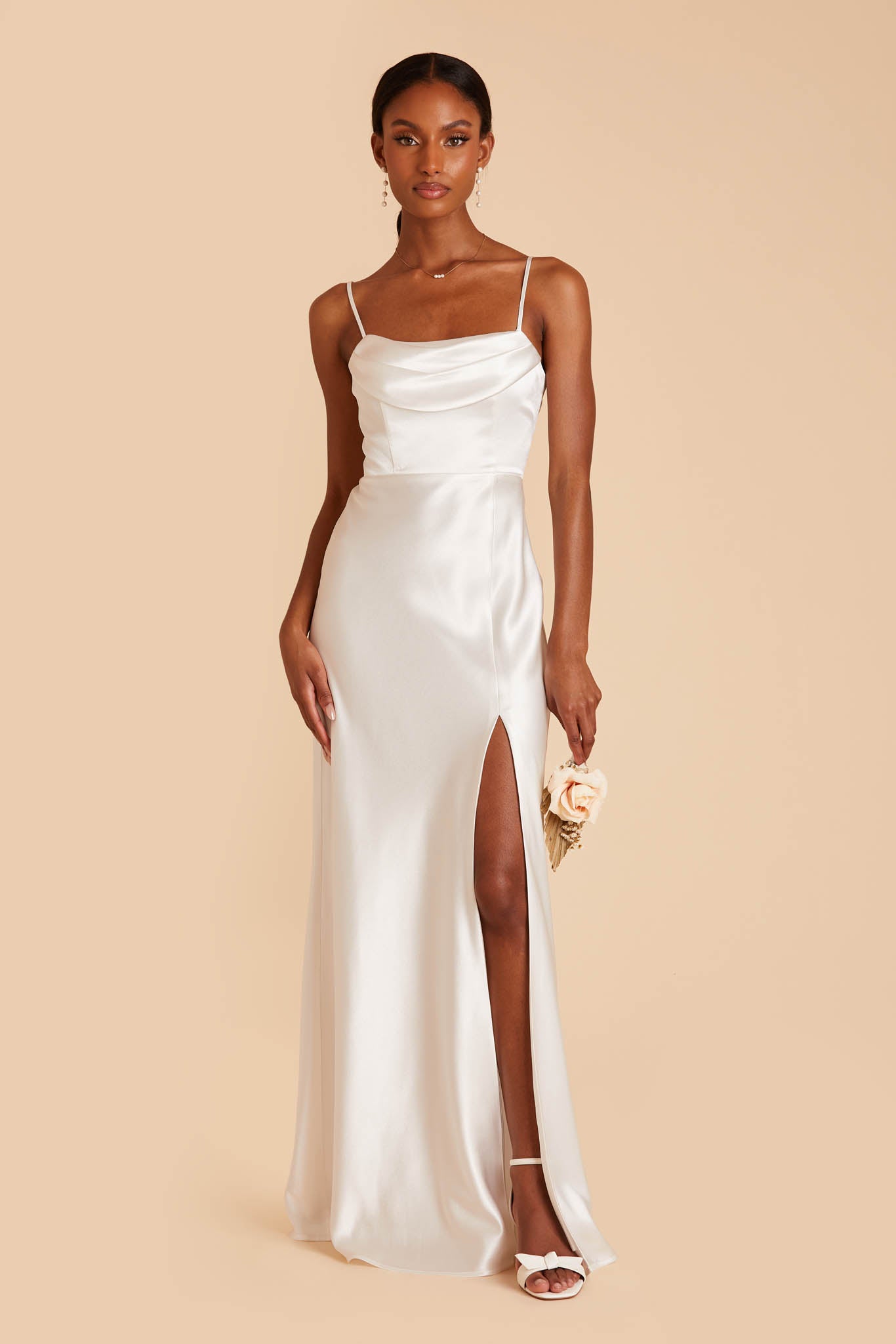 White satin sales maxi dress