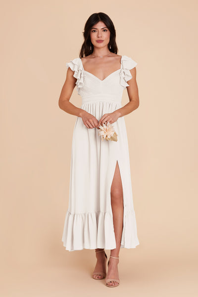 White Michelle Chiffon Dress by Birdy Grey