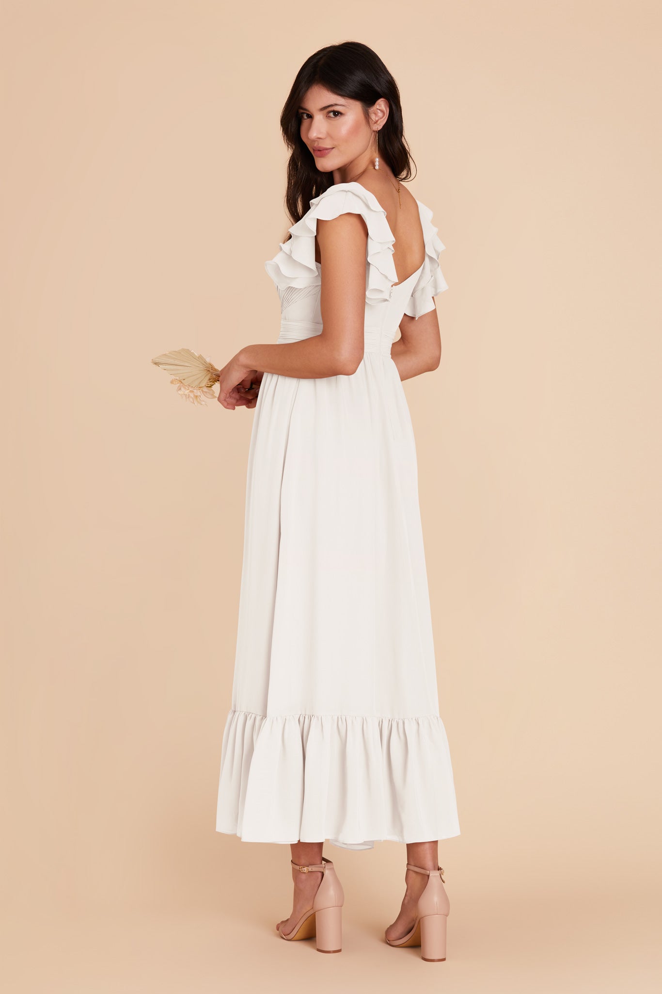 White Michelle Chiffon Dress by Birdy Grey