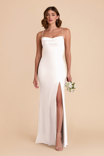 White Olivia Matte Satin Dress by Birdy Grey