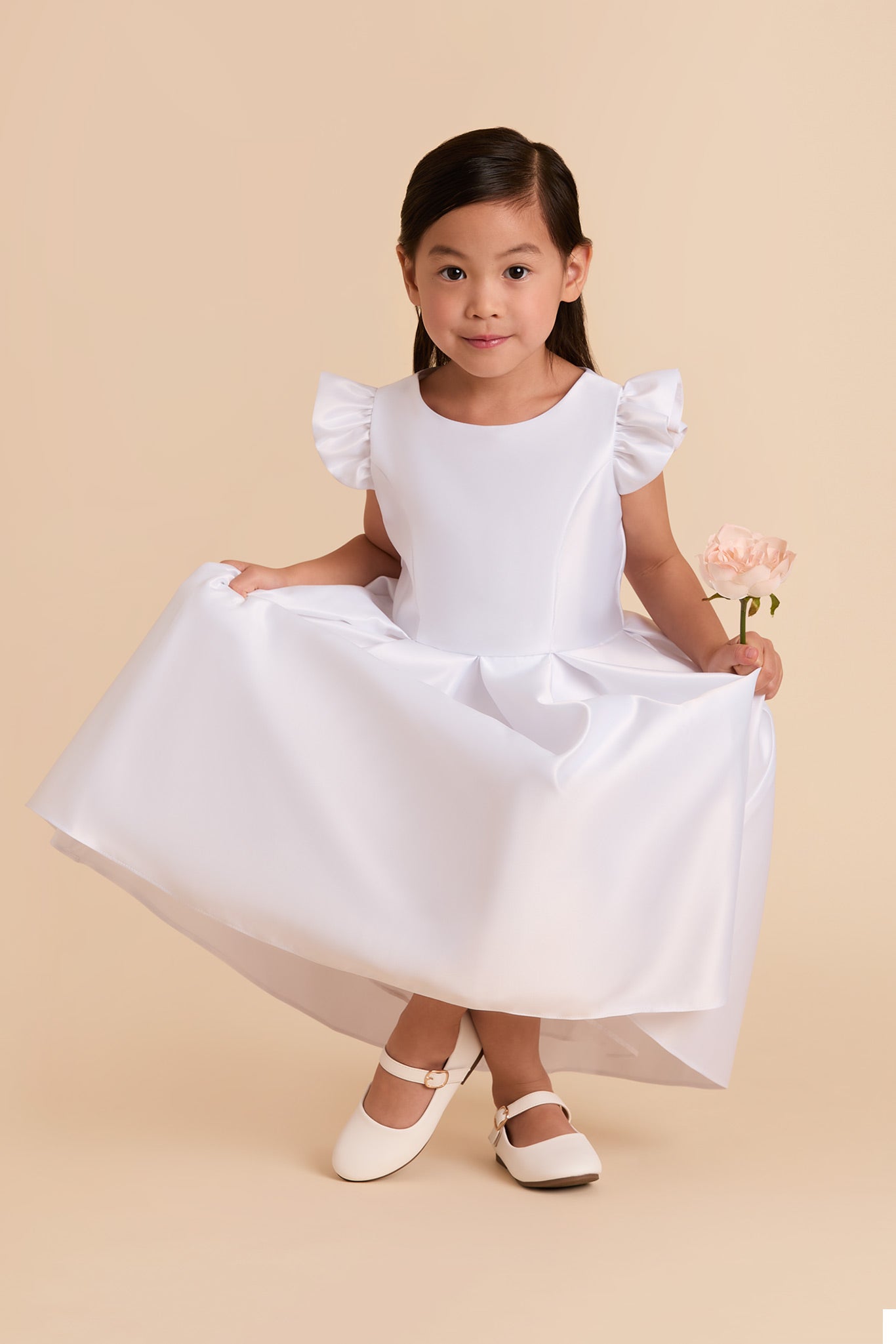 White Poppy Flower Girl Dress by Birdy Grey