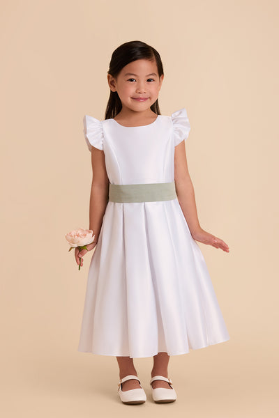 Jasmine White Flower Girl Dress Birdy Grey