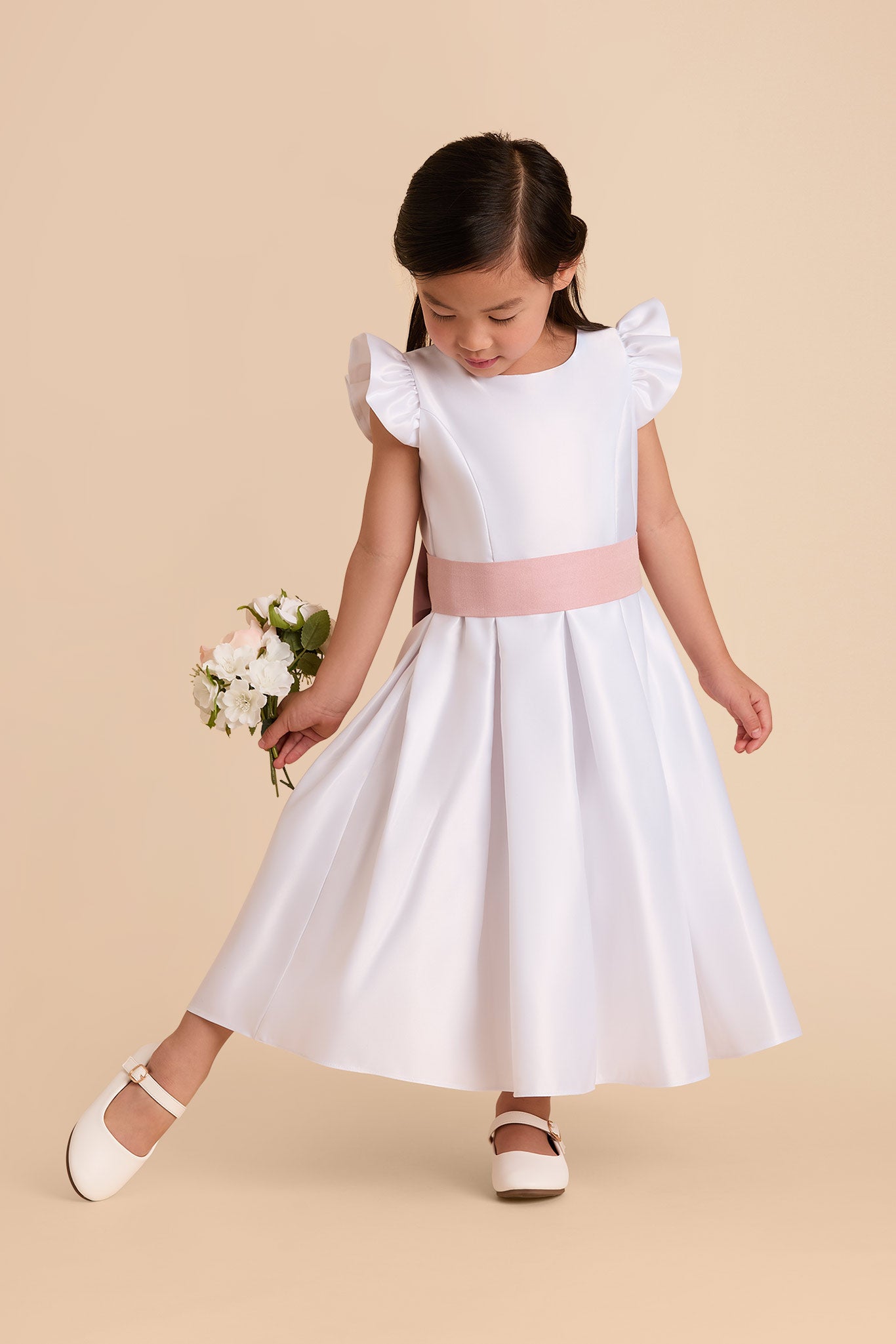 White Poppy Flower Girl Dress by Birdy Grey