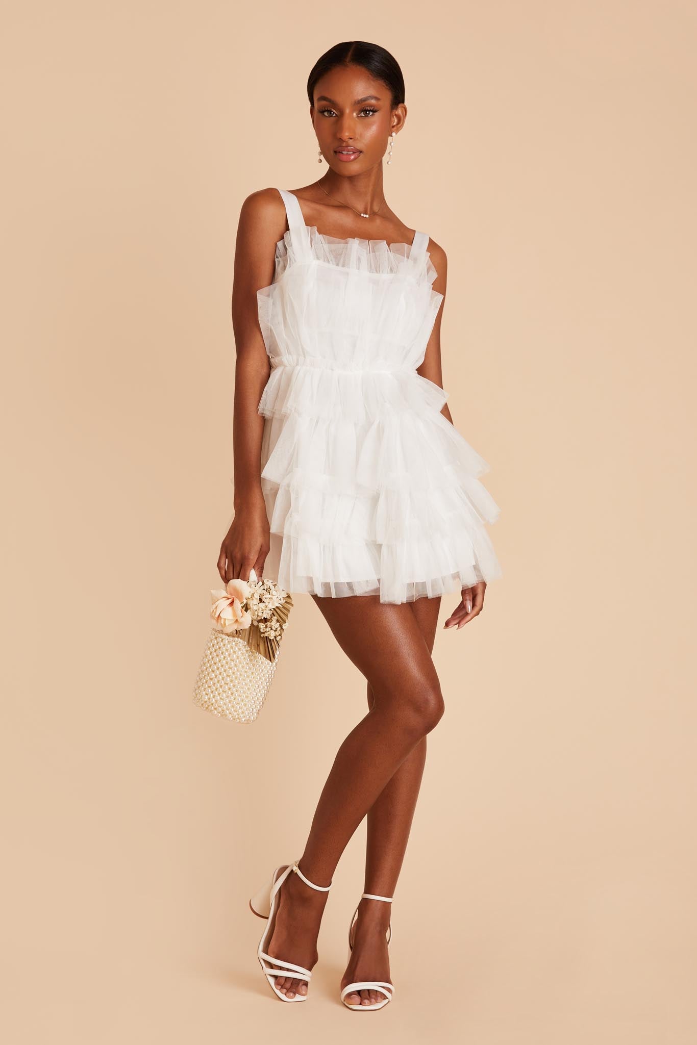 Mimilù floral-embroidered tiered tulle dress - White