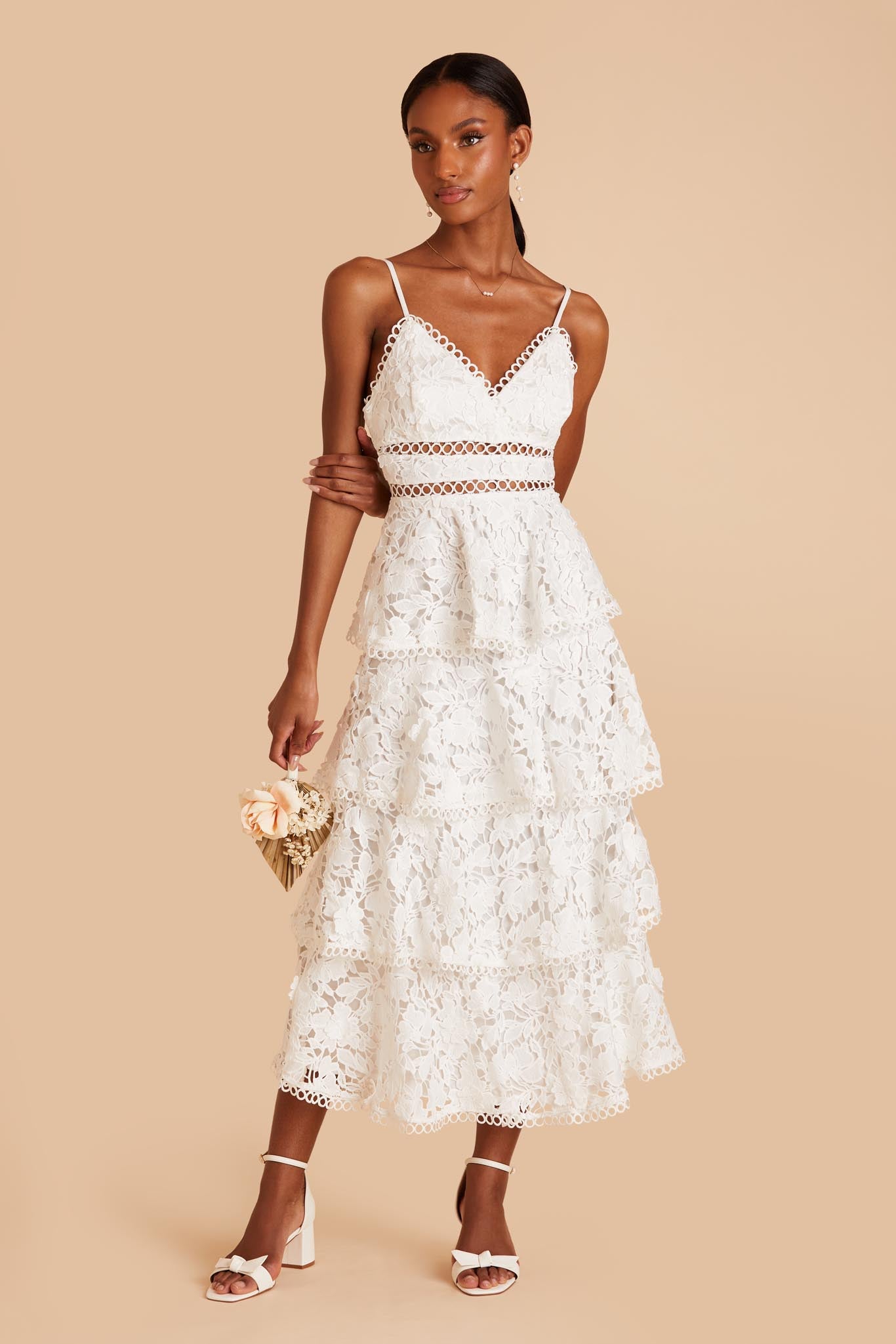 High neck lace outlet dress white