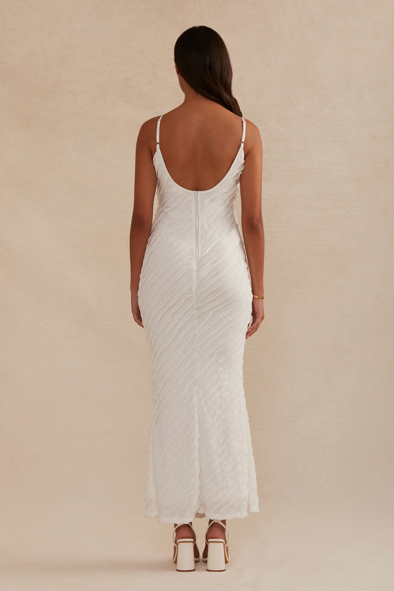 White Vanessa Ruffle Dress by Birdy Grey