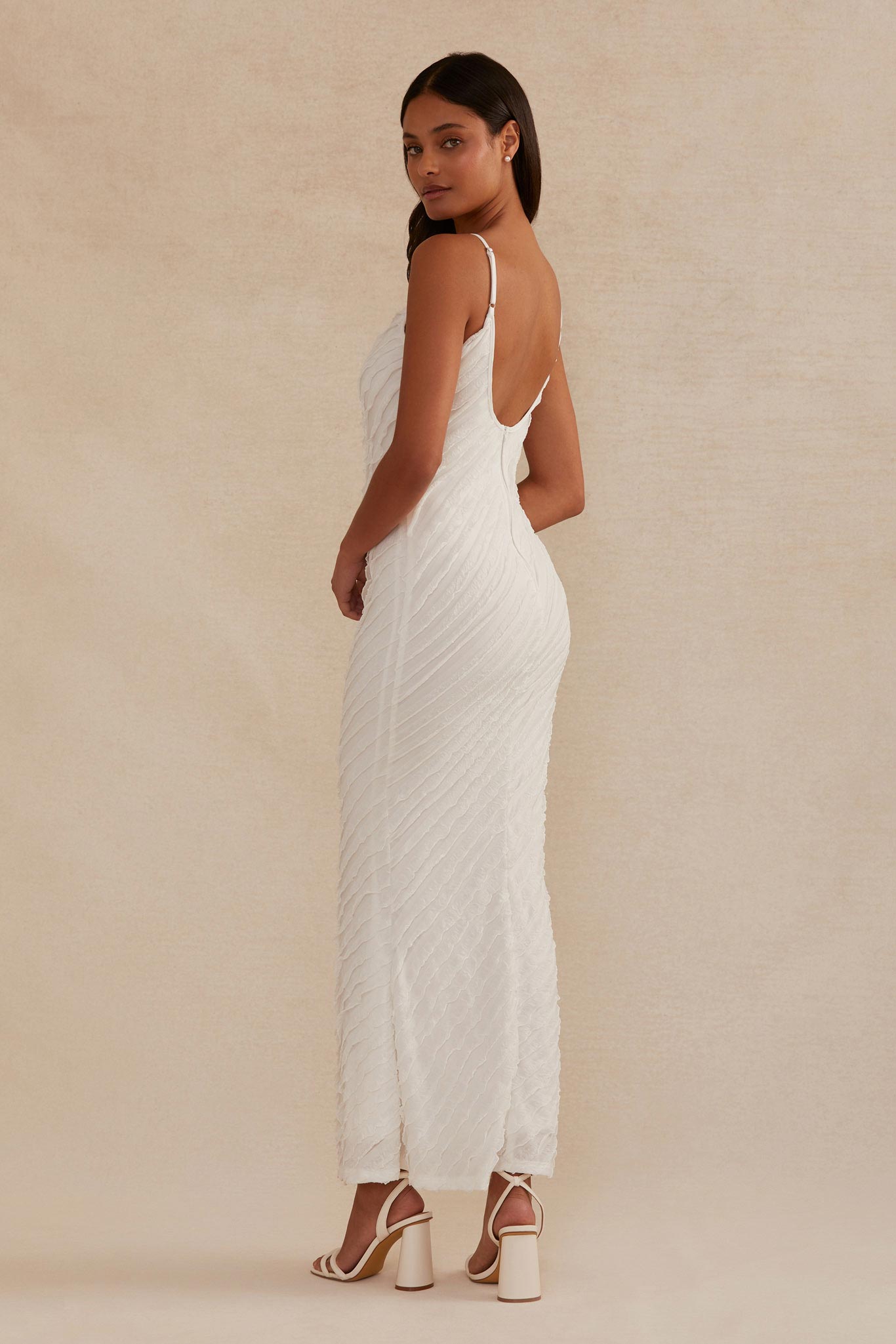 White Vanessa Ruffle Dress by Birdy Grey