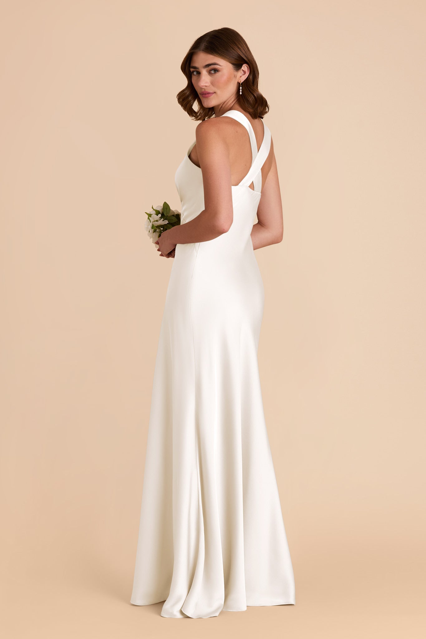 White Veronica Matte Satin Dress by Birdy Grey