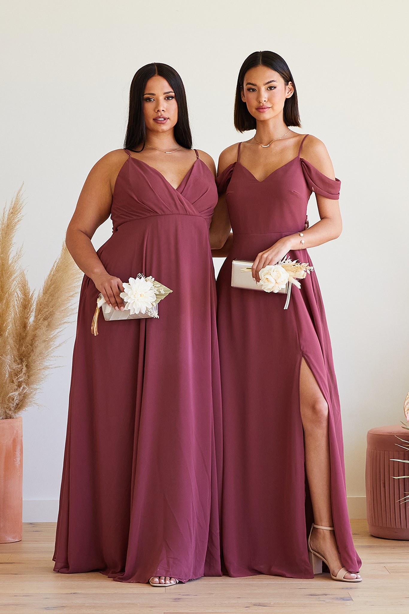 Rosewood color sales bridesmaid dresses