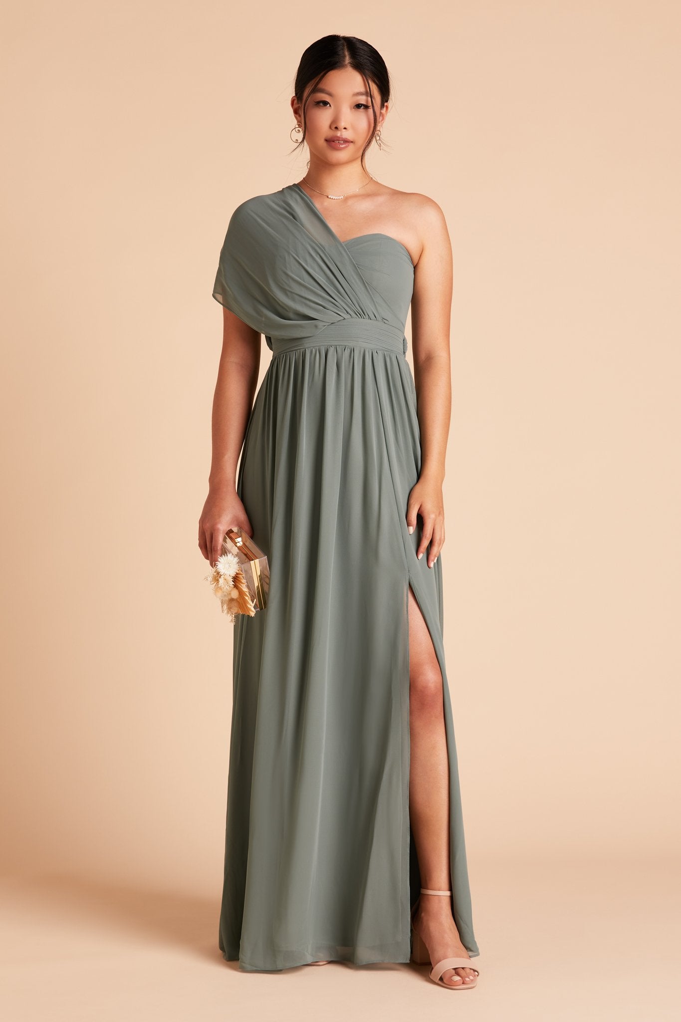 grey green bridesmaid dresses